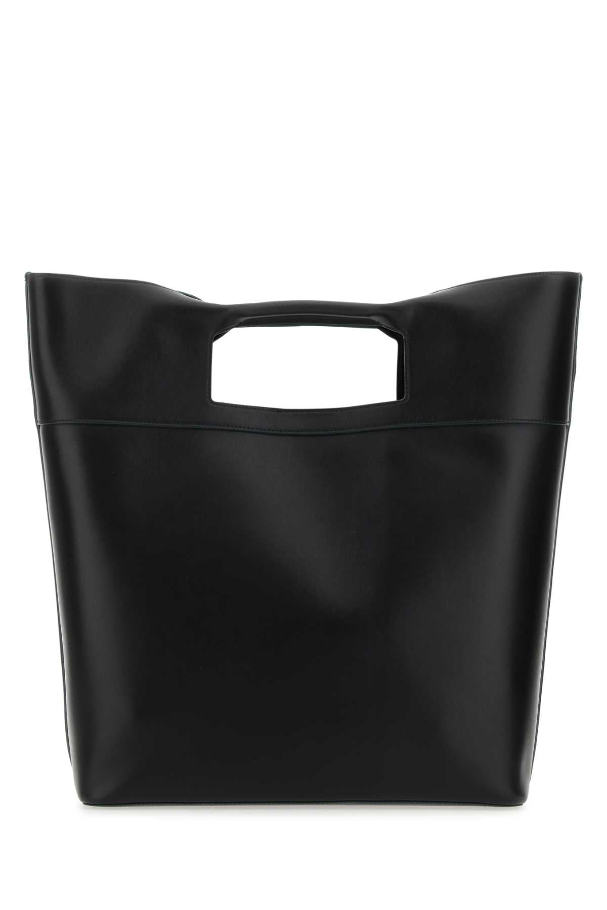 Alexander Mcqueen Men Black Leather The Square Bow Shopping Bag - JUSTLUXURY