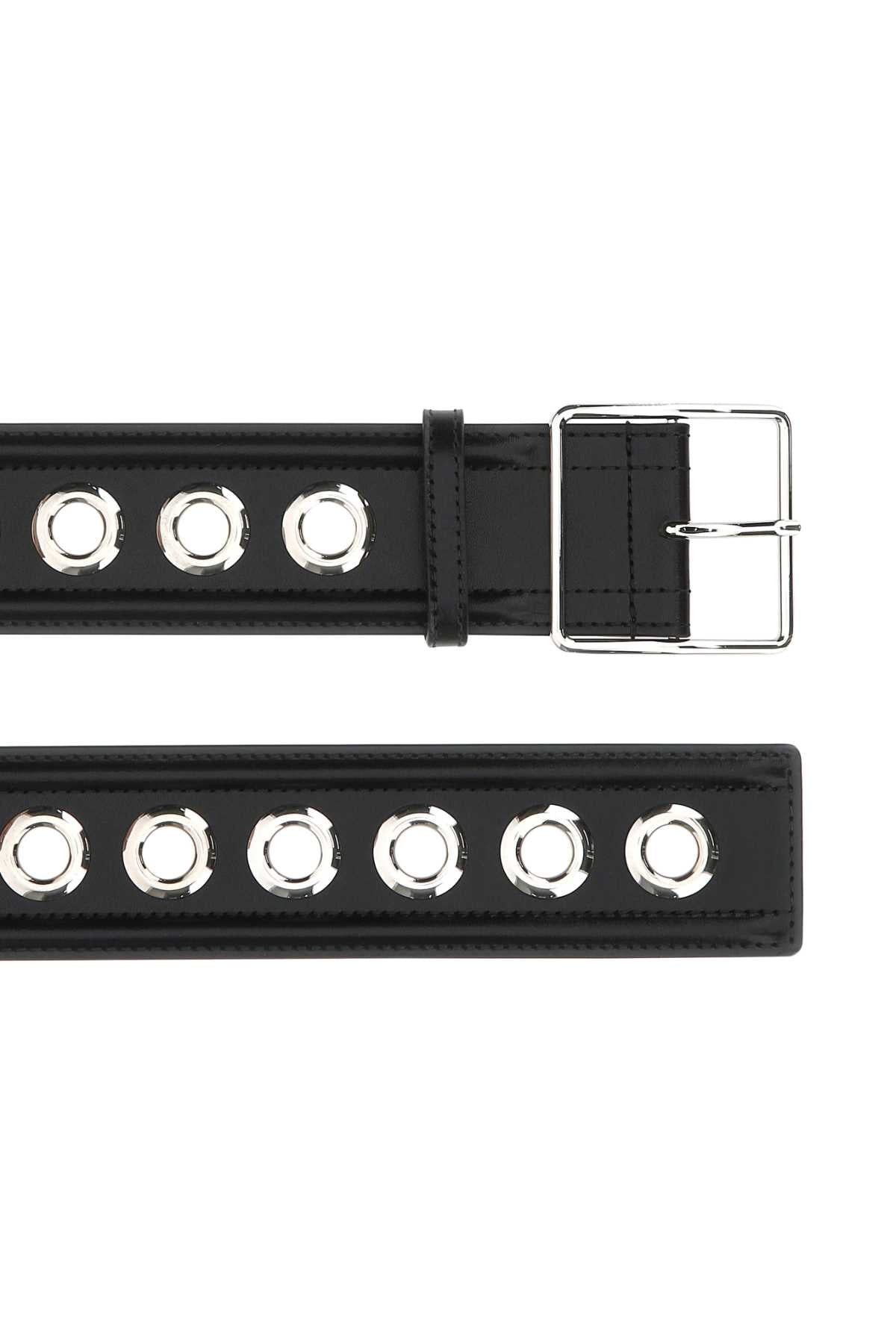 Alexander Mcqueen Women Black Leather Belt - JUSTLUXURY