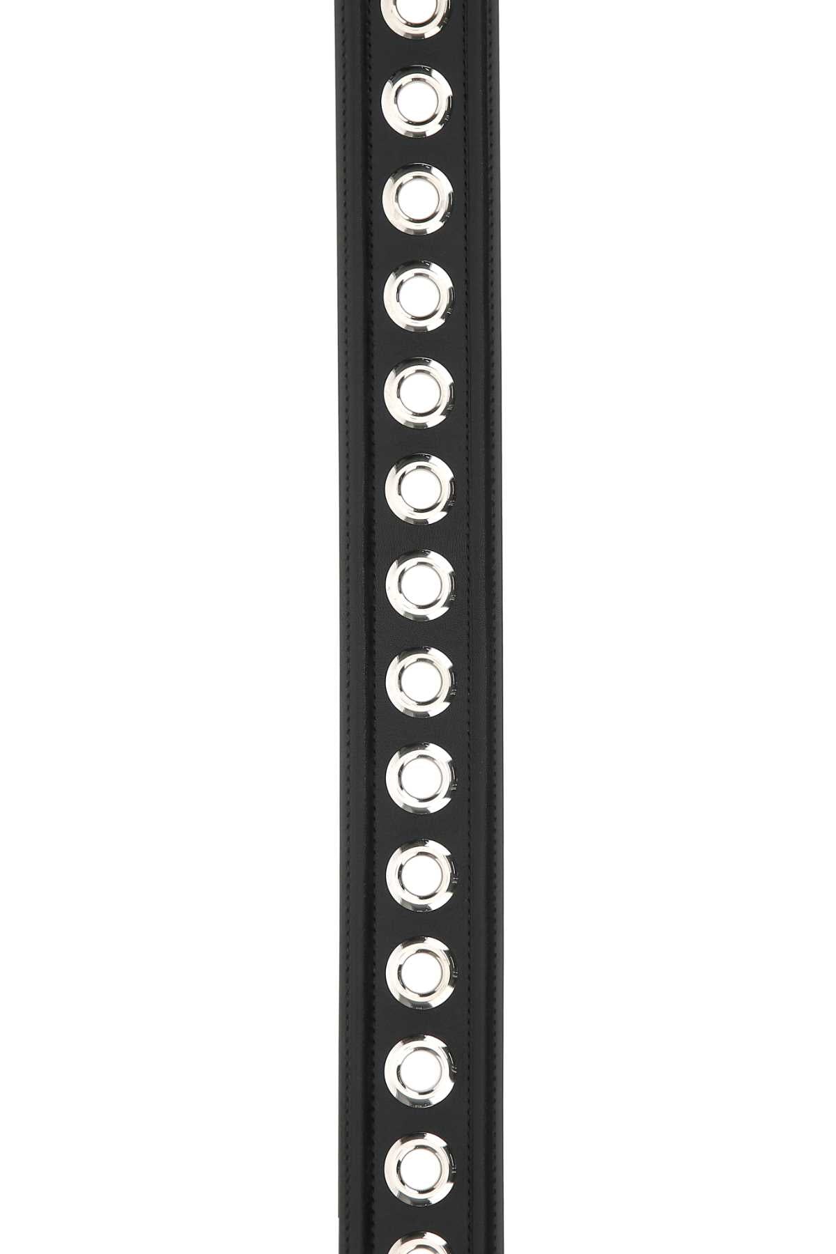 Alexander Mcqueen Women Black Leather Belt - JUSTLUXURY