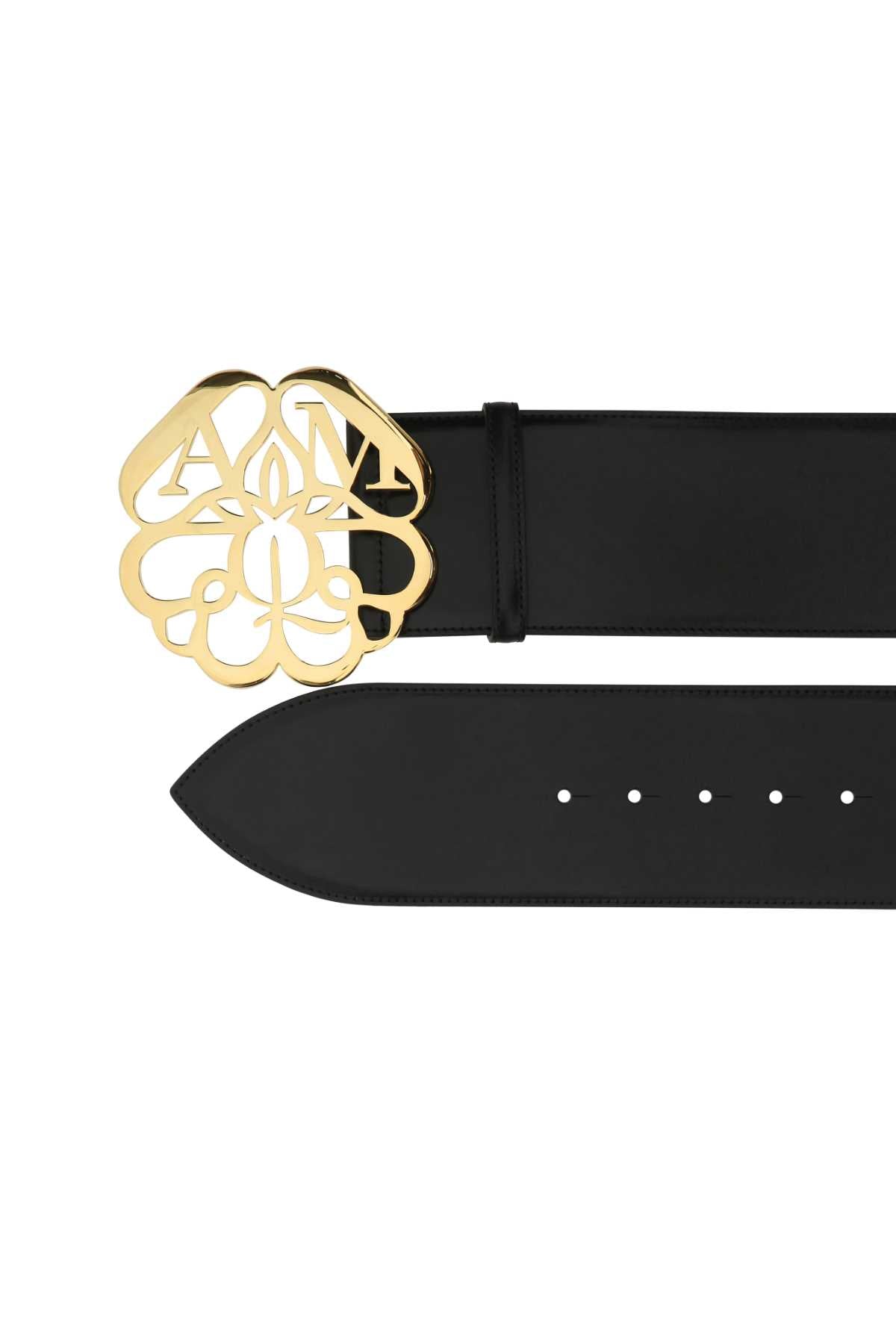 Alexander Mcqueen Women Black Leather Belt - JUSTLUXURY