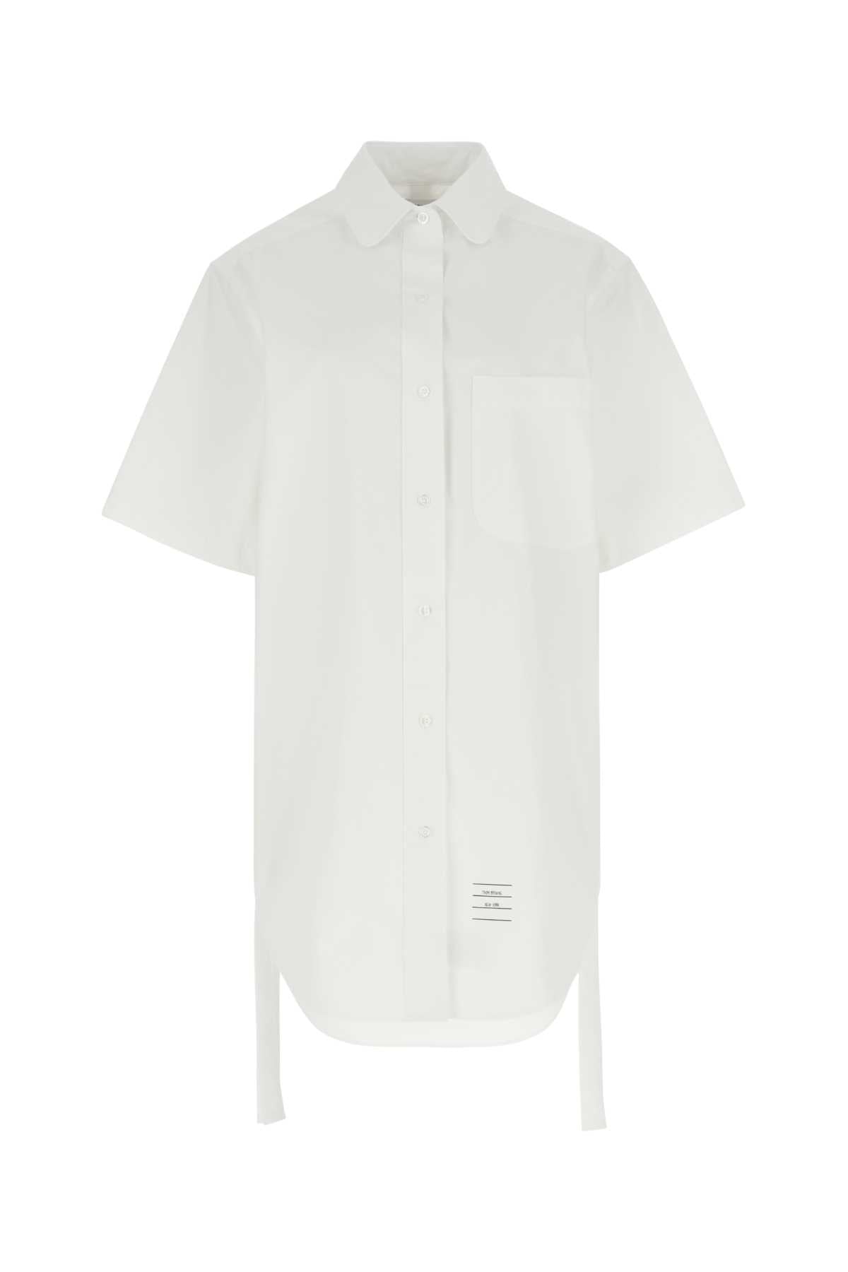 Thom Browne Women White Poplin Shirt Mini Dress - JUSTLUXURY