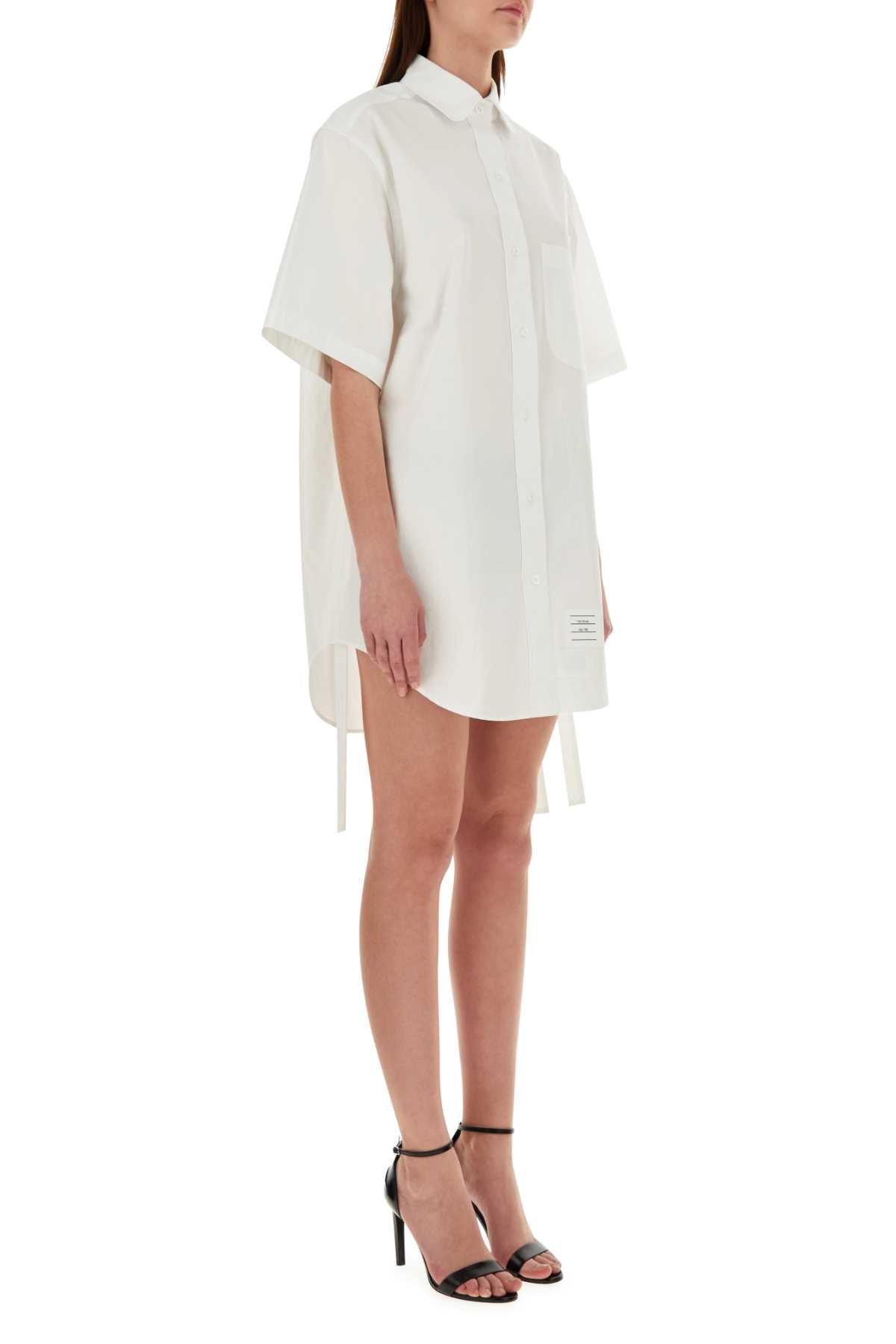Thom Browne Women White Poplin Shirt Mini Dress - JUSTLUXURY