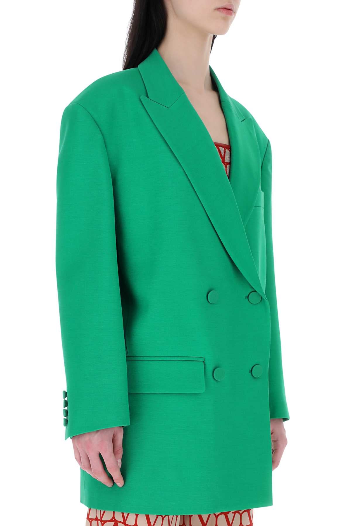 Valentino Garavani Women Green Crepe Couture Oversize Blazer