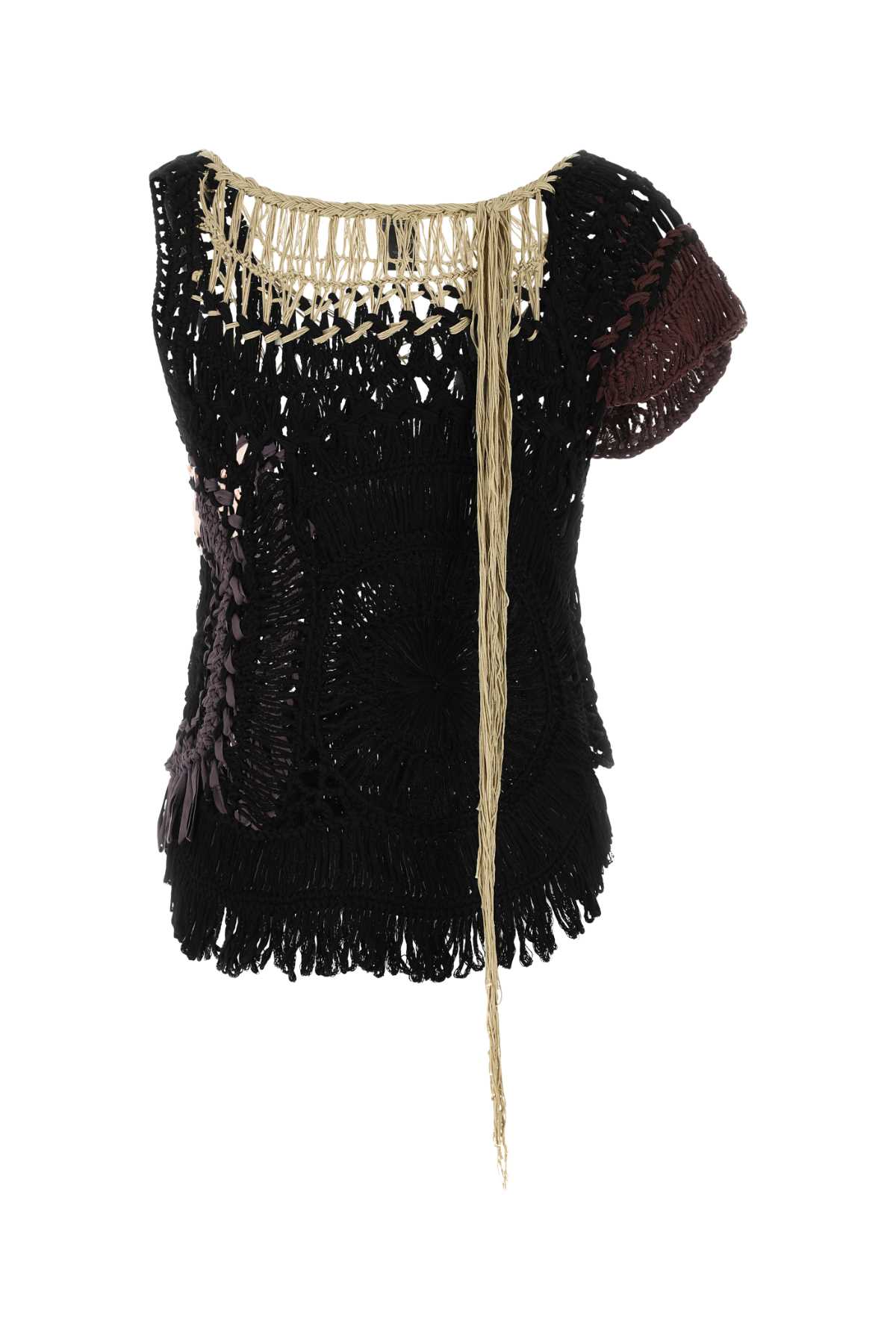 Dries Van Noten Women Black Crochet Top - JUSTLUXURY