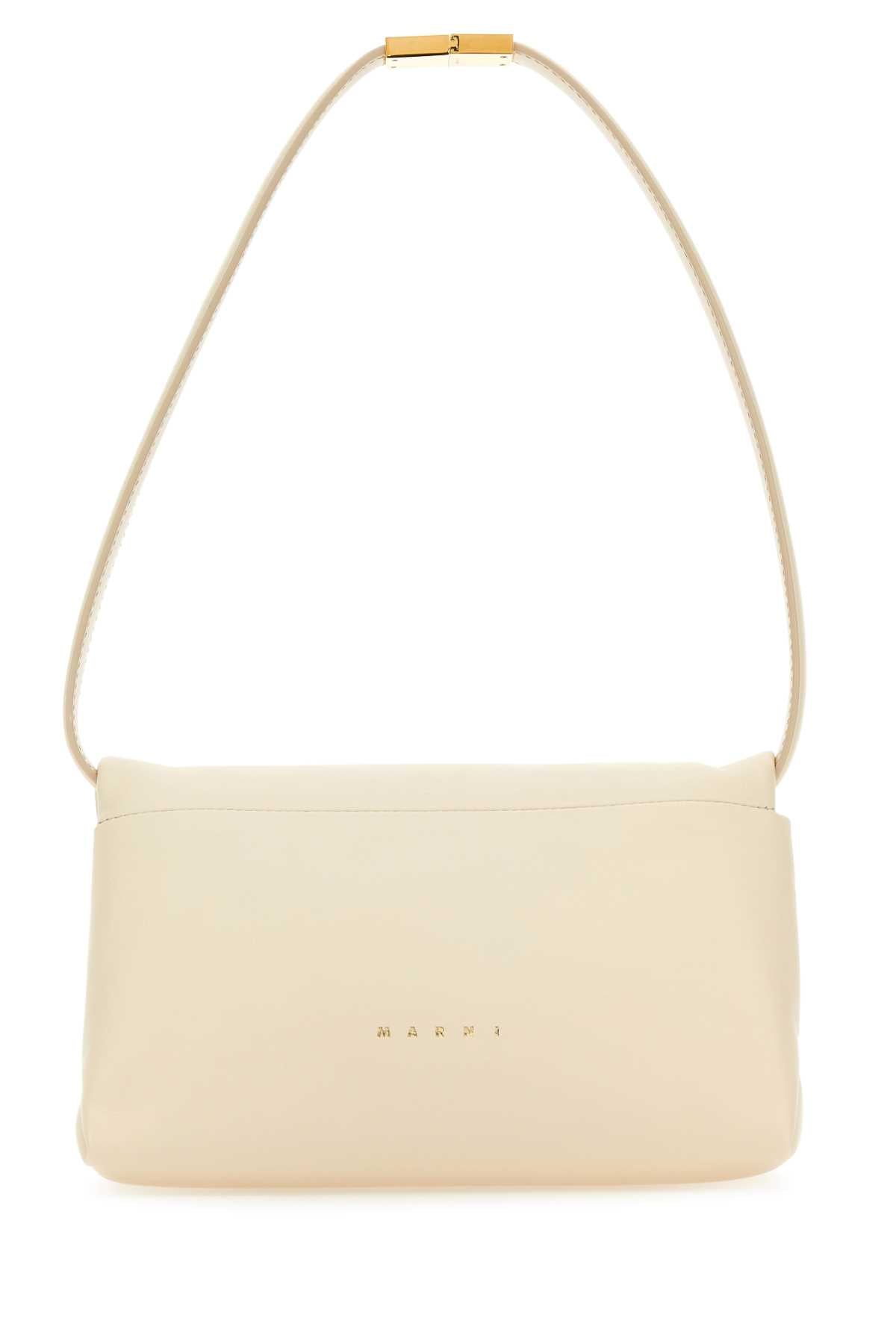 Marni Women Ivory Leather Prisma Shoulder Bag - JUSTLUXURY