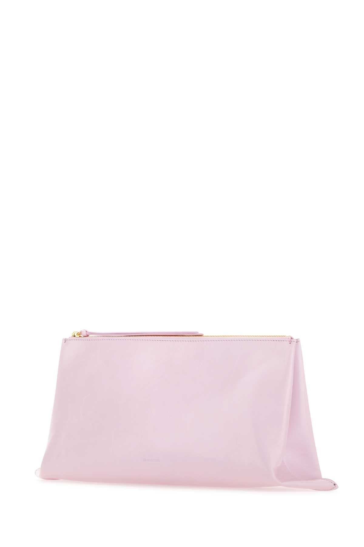 Jil Sander Women Pastel Pink Leather Medium Clutch - JUSTLUXURY