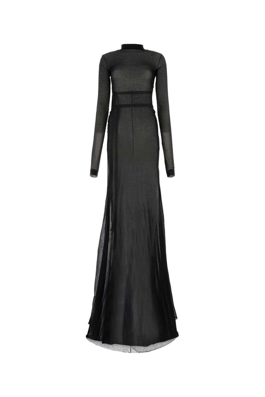 Ann Demeulemeester Women Black Cotton Blend Long Dress