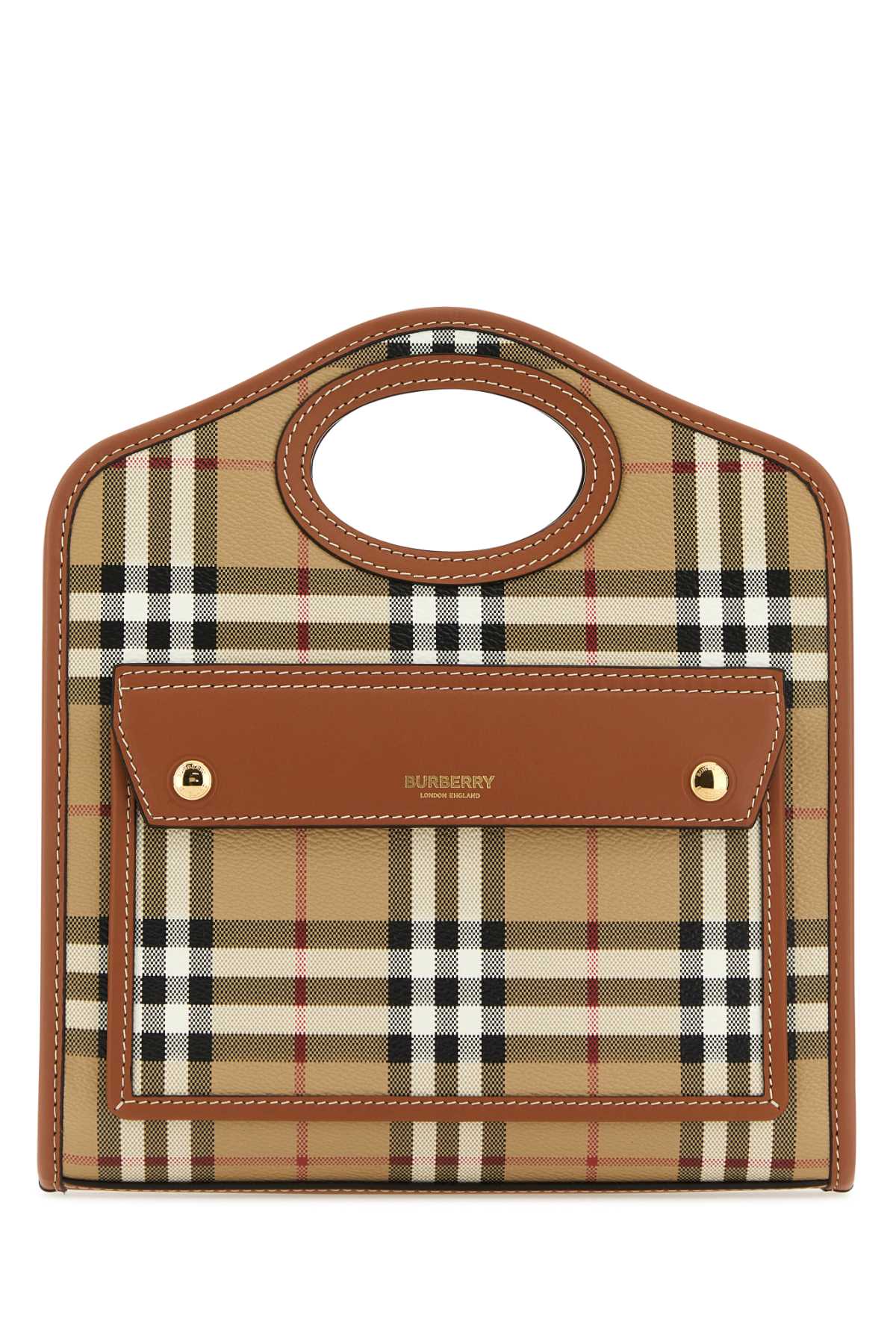 Burberry Women Printed Canvas And Leather Mini Pocket Handbag - JUSTLUXURY