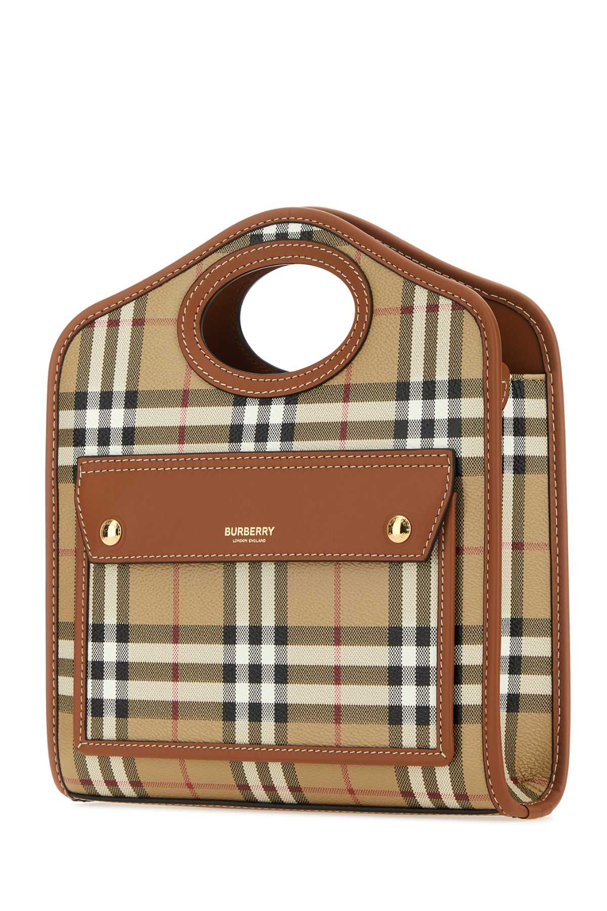 Burberry Women Printed Canvas And Leather Mini Pocket Handbag - JUSTLUXURY