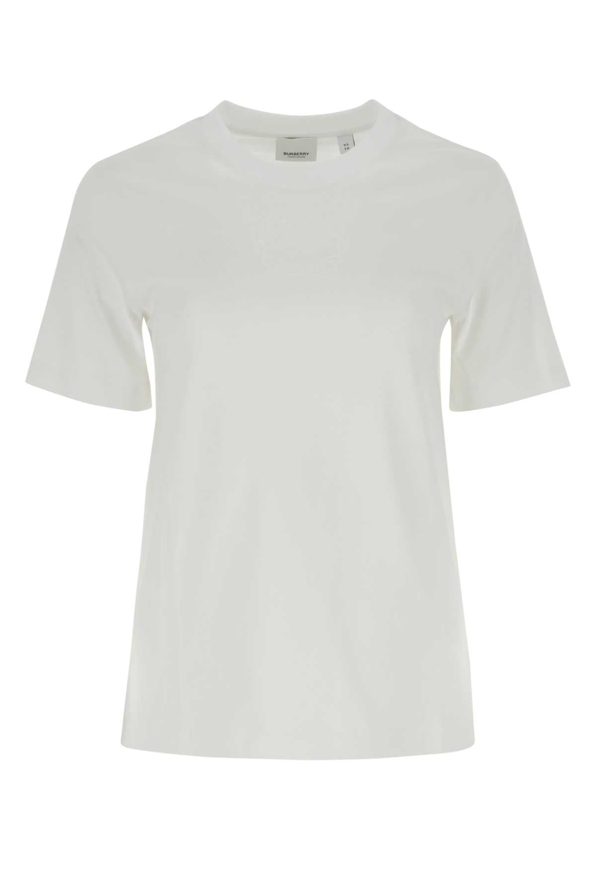 Burberry Women White Cotton T-Shirt - JUSTLUXURY
