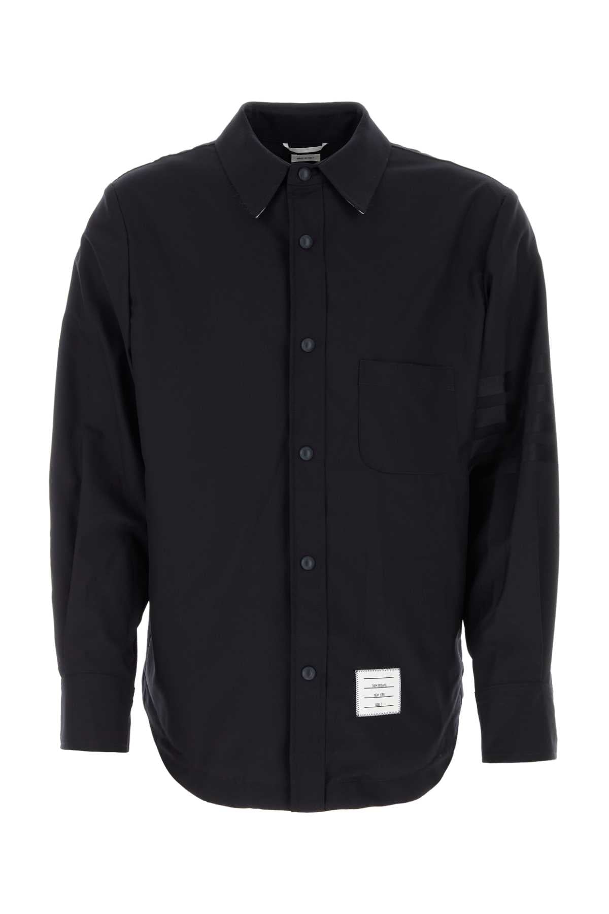 Thom Browne Men Midnight Blue Wool Shirt - JUSTLUXURY