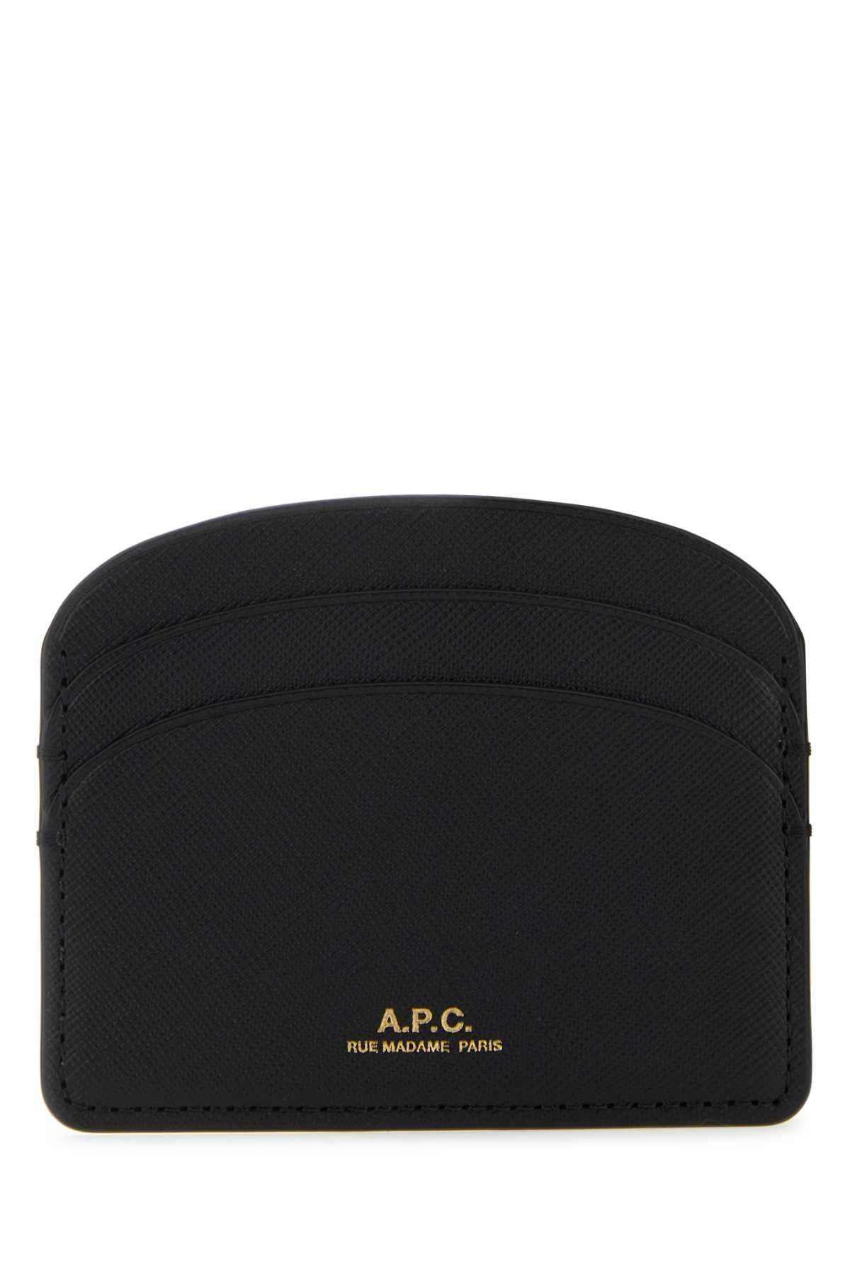 A.P.C. Women Black Leather Demi-Lune Card Holder - JUSTLUXURY