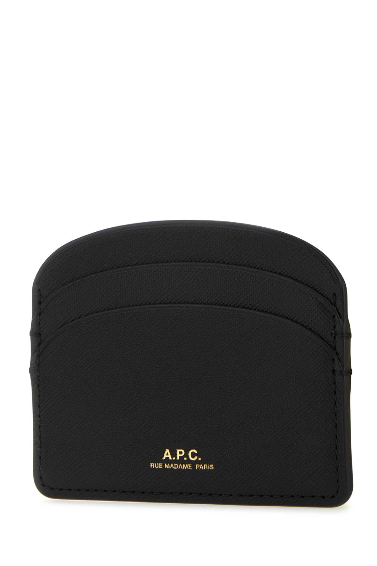 A.P.C. Women Black Leather Demi-Lune Card Holder - JUSTLUXURY