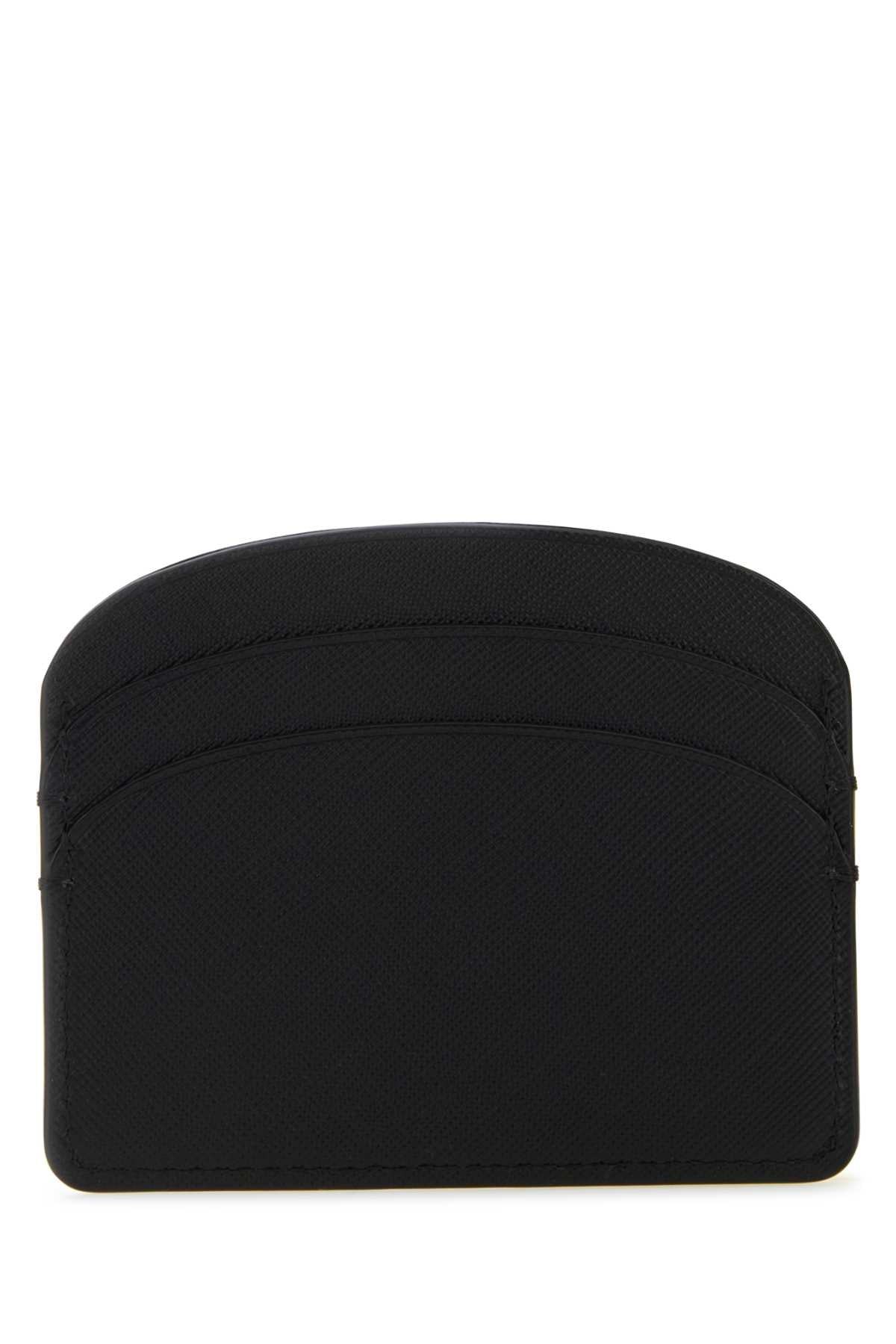 A.P.C. Women Black Leather Demi-Lune Card Holder - JUSTLUXURY