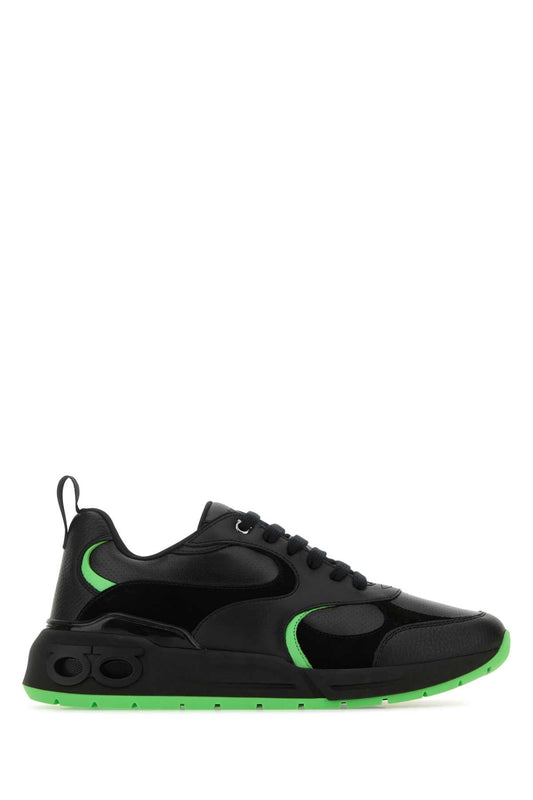 Salvatore Ferragamo Men Black Leather Cosimina Sneakers