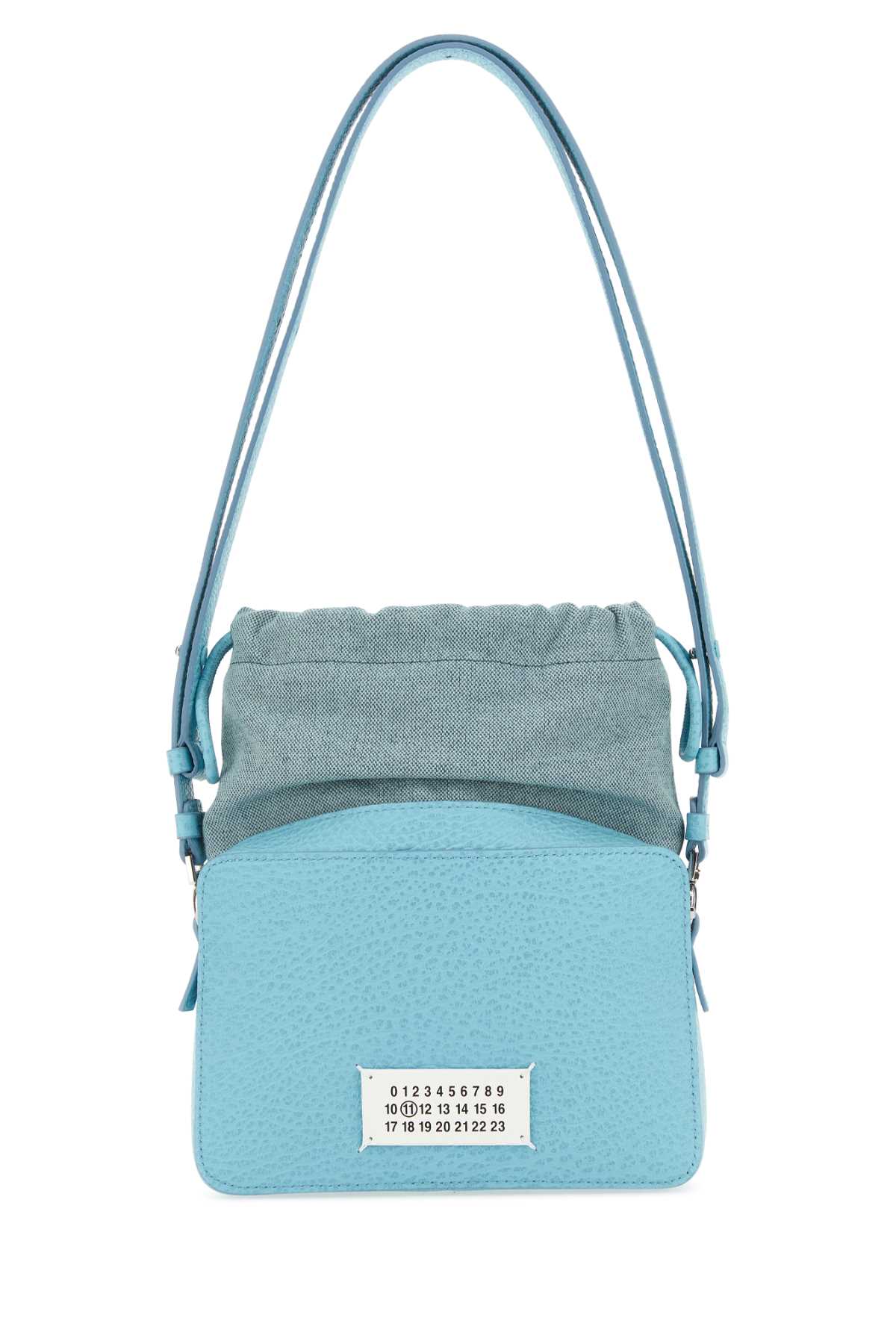 Maison Margiela Women Light Blue Leather And Fabric 5Ac Bucket Bag - JUSTLUXURY