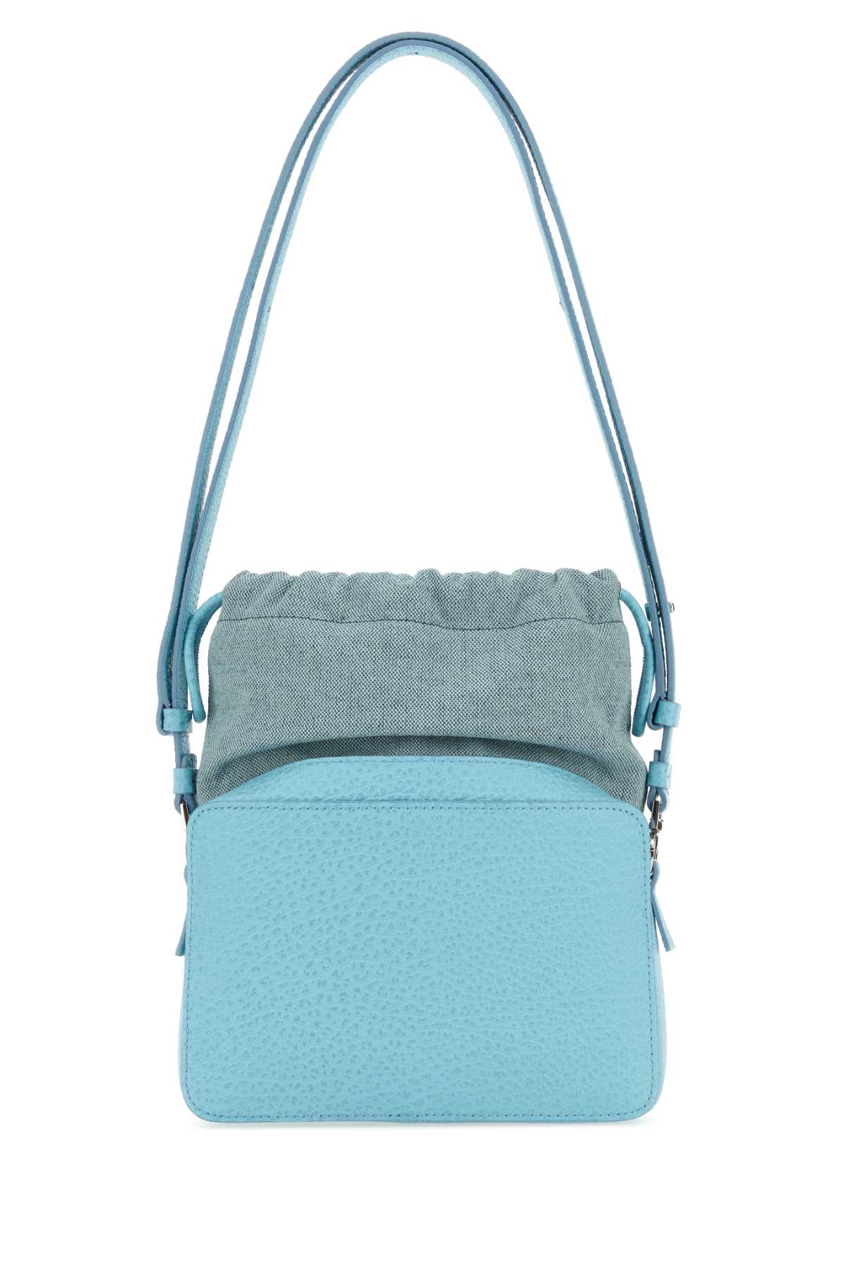Maison Margiela Women Light Blue Leather And Fabric 5Ac Bucket Bag - JUSTLUXURY
