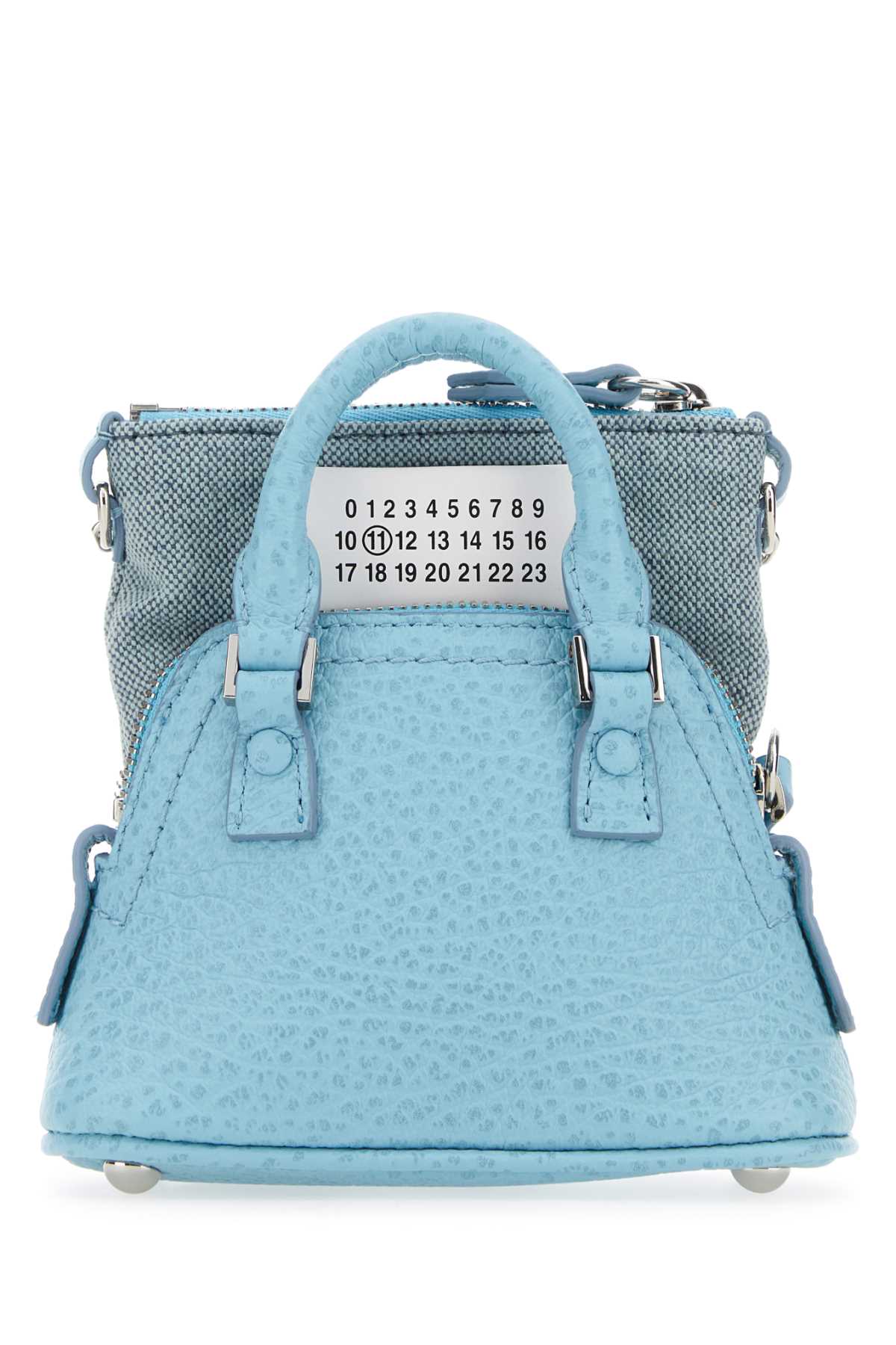 Maison Margiela Women Light Blue Leather And Fabric 5Ac Classique Baby Handbag - JUSTLUXURY