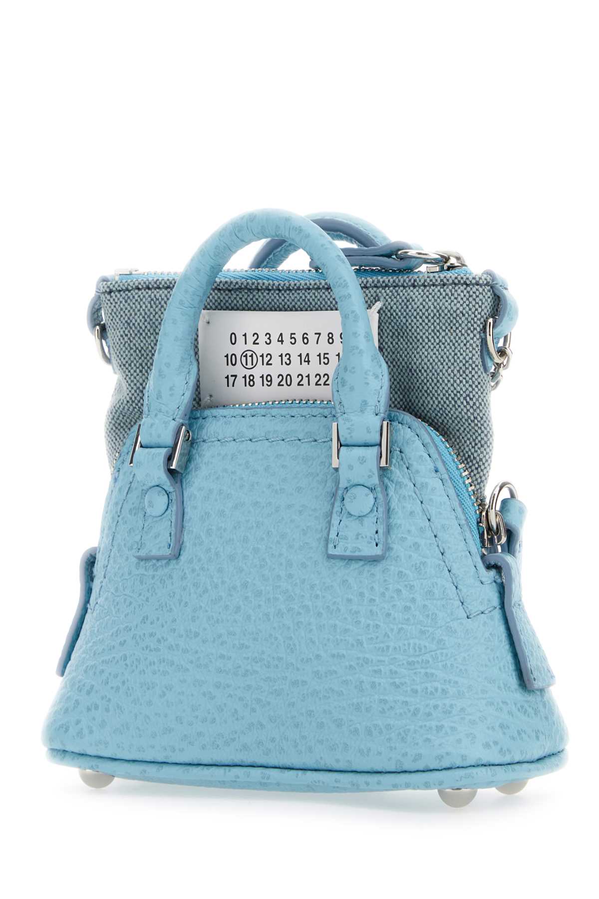 Maison Margiela Women Light Blue Leather And Fabric 5Ac Classique Baby Handbag - JUSTLUXURY