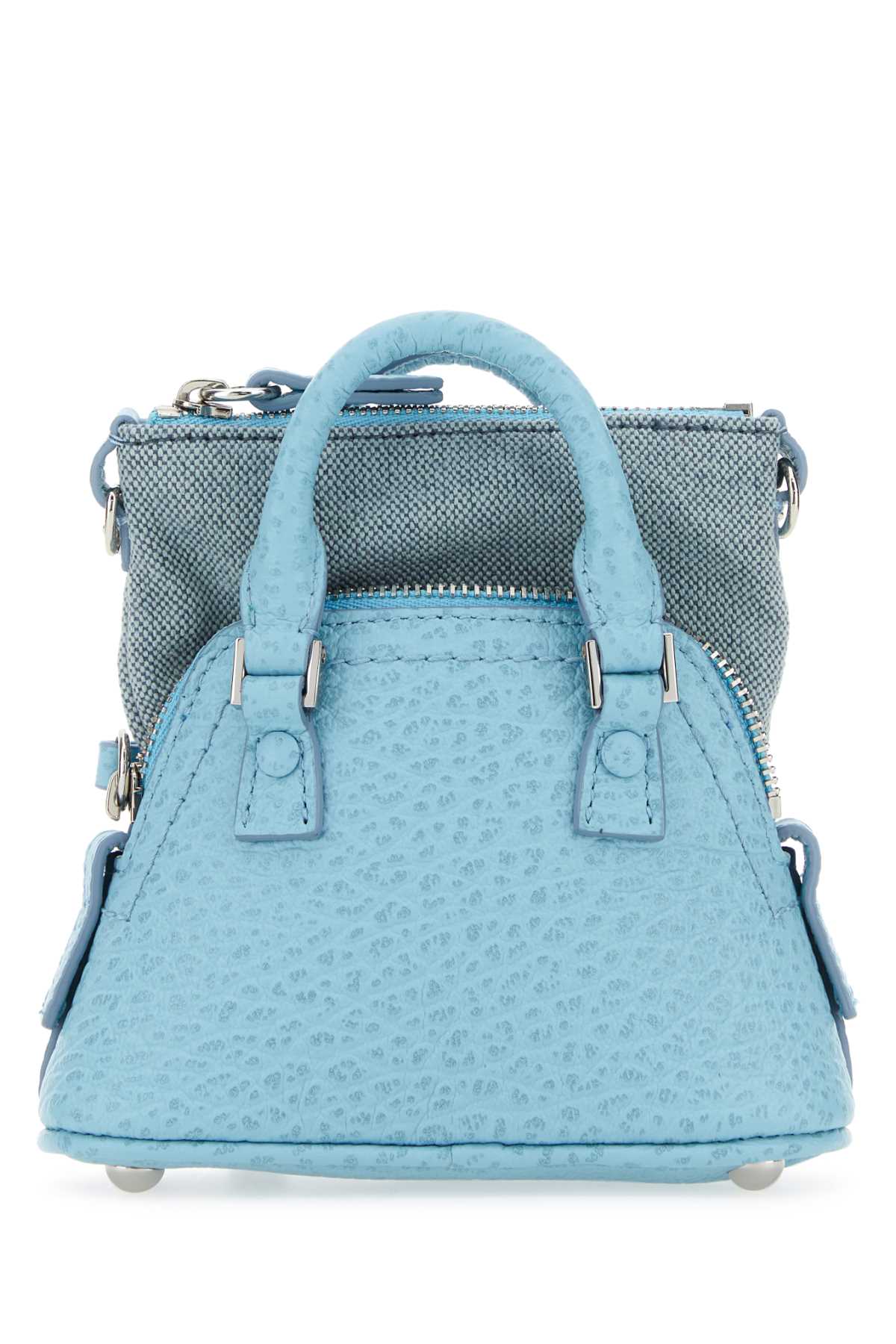 Maison Margiela Women Light Blue Leather And Fabric 5Ac Classique Baby Handbag - JUSTLUXURY