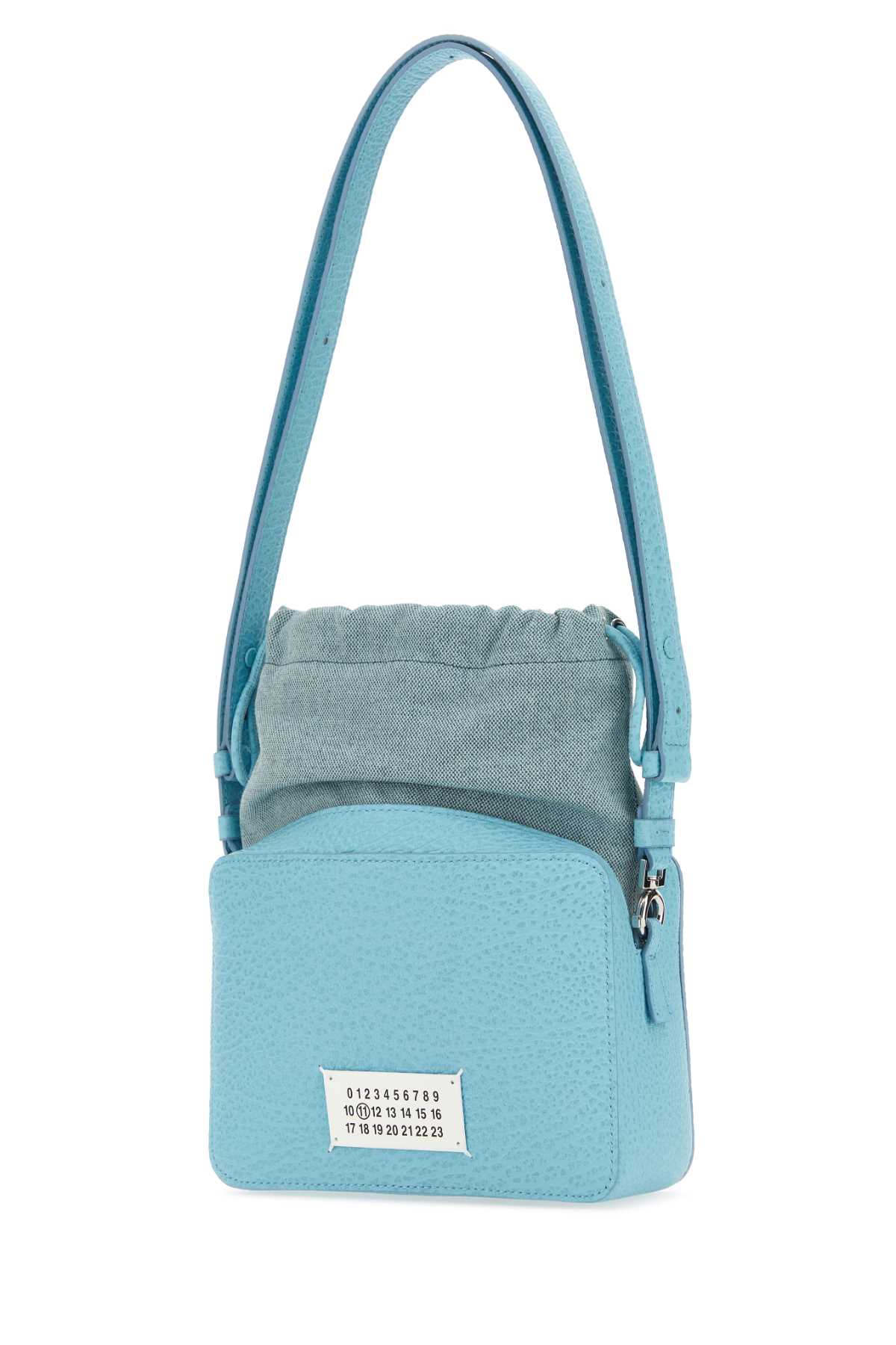 Maison Margiela Women Light Blue Leather And Fabric 5Ac Bucket Bag - JUSTLUXURY