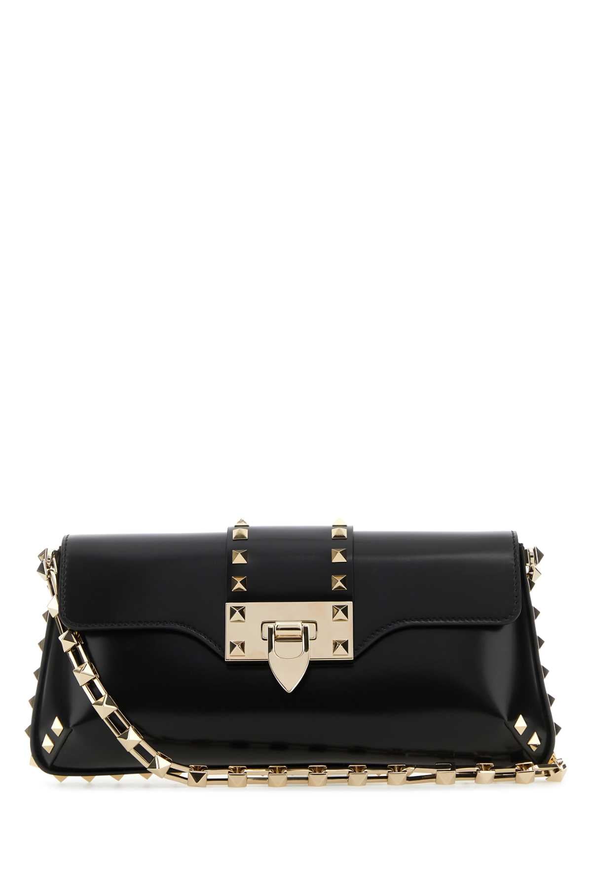 Valentino Garavani Women Black Leather Rockstud Shoulder Bag