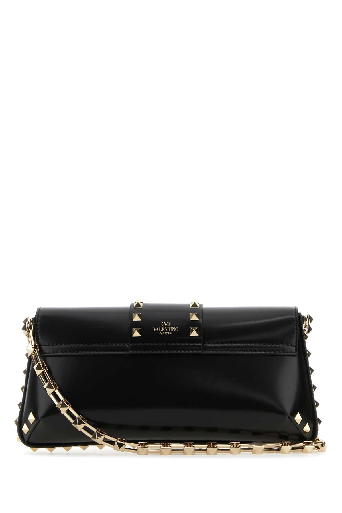 Valentino Garavani Women Black Leather Rockstud Shoulder Bag