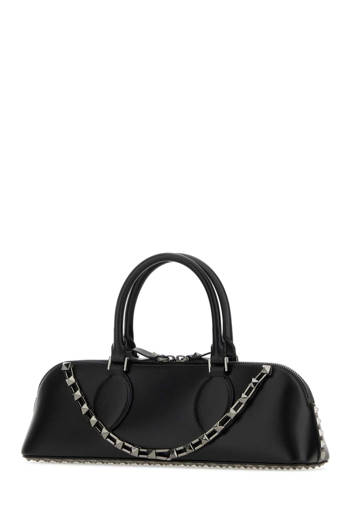 Valentino Garavani Women Black Leather Rockstud East-West Handbag