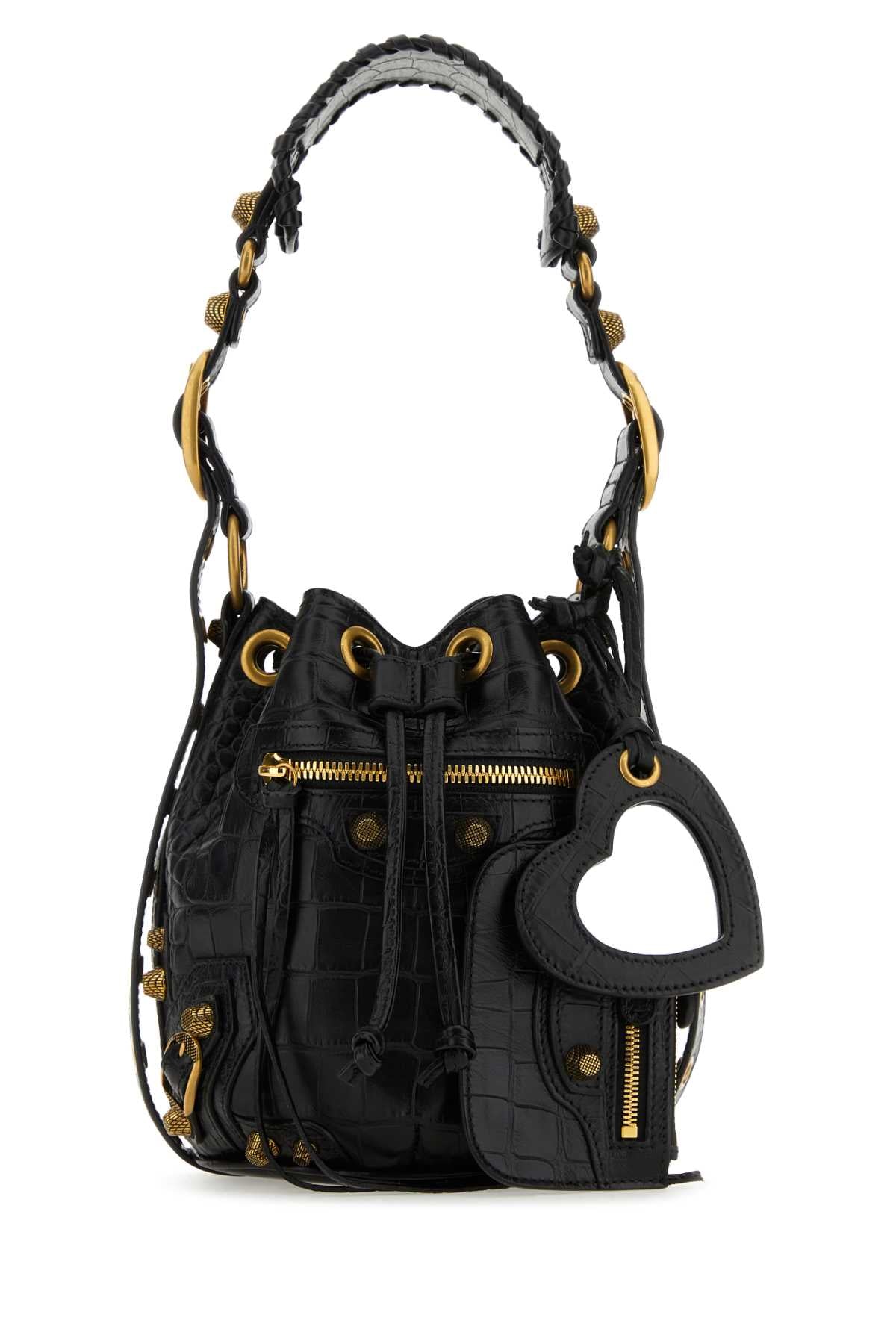 Balenciaga Women Black Leather Le Cagole Xs Bucket Bag