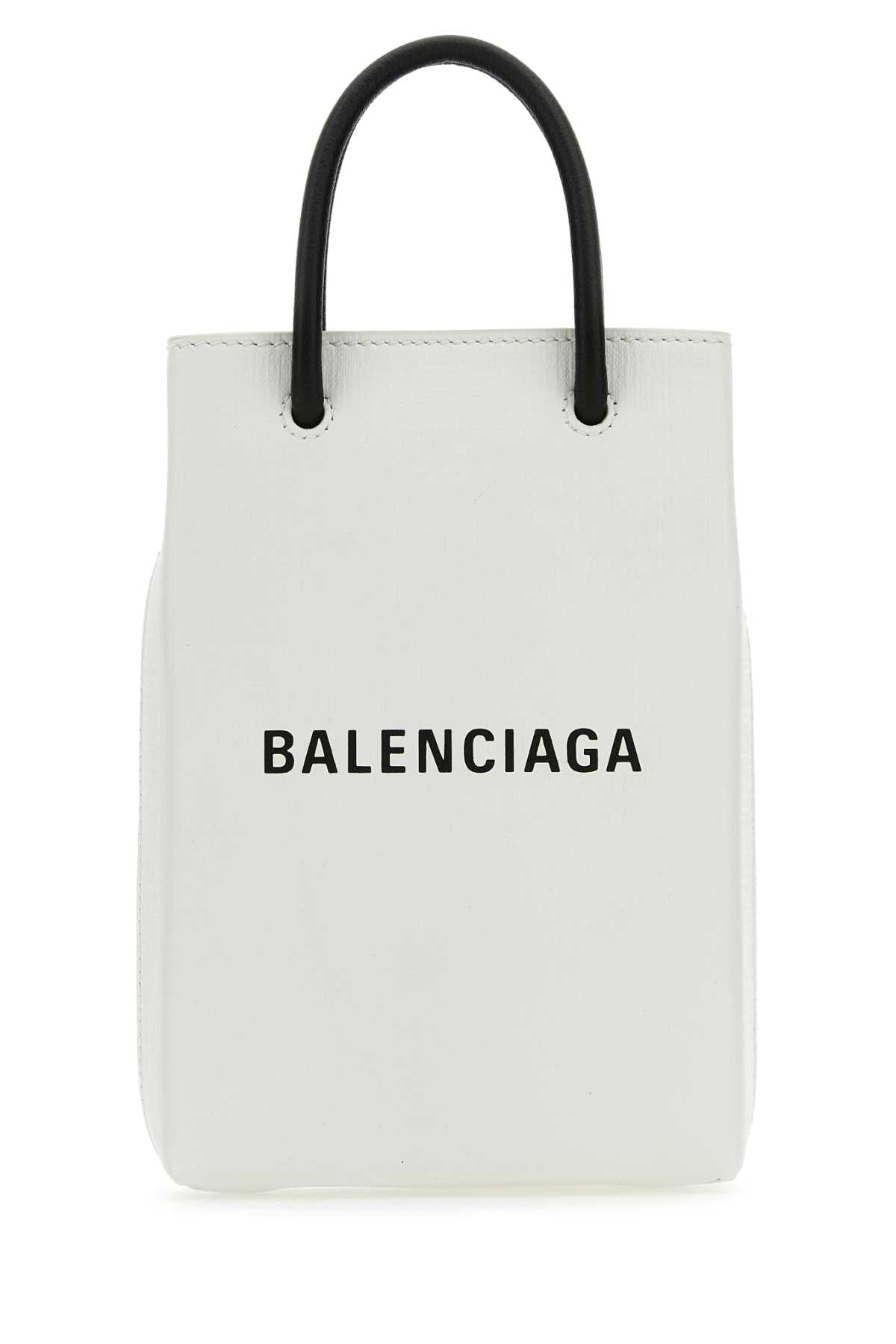 Balenciaga Women White Leather Phone Case