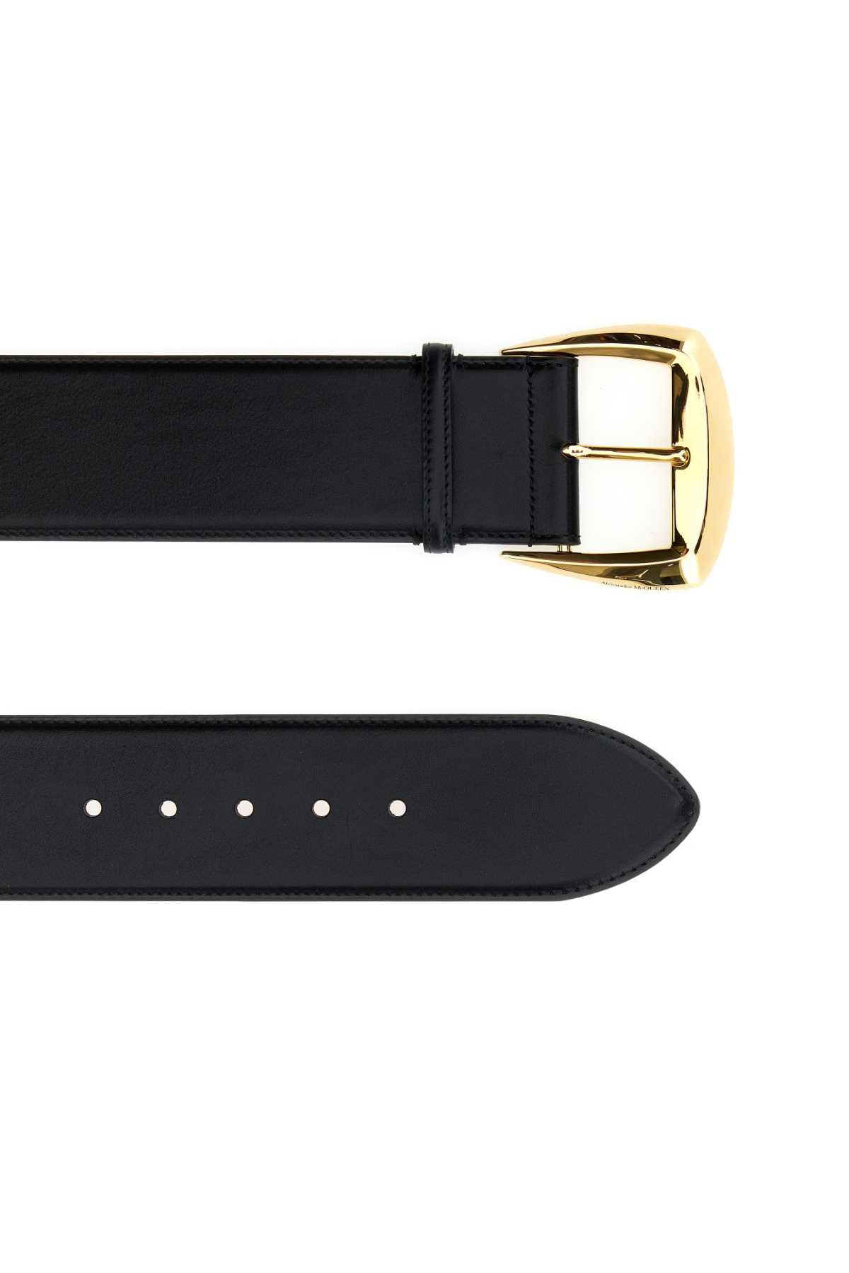 Alexander Mcqueen Women Black Leather Belt - JUSTLUXURY