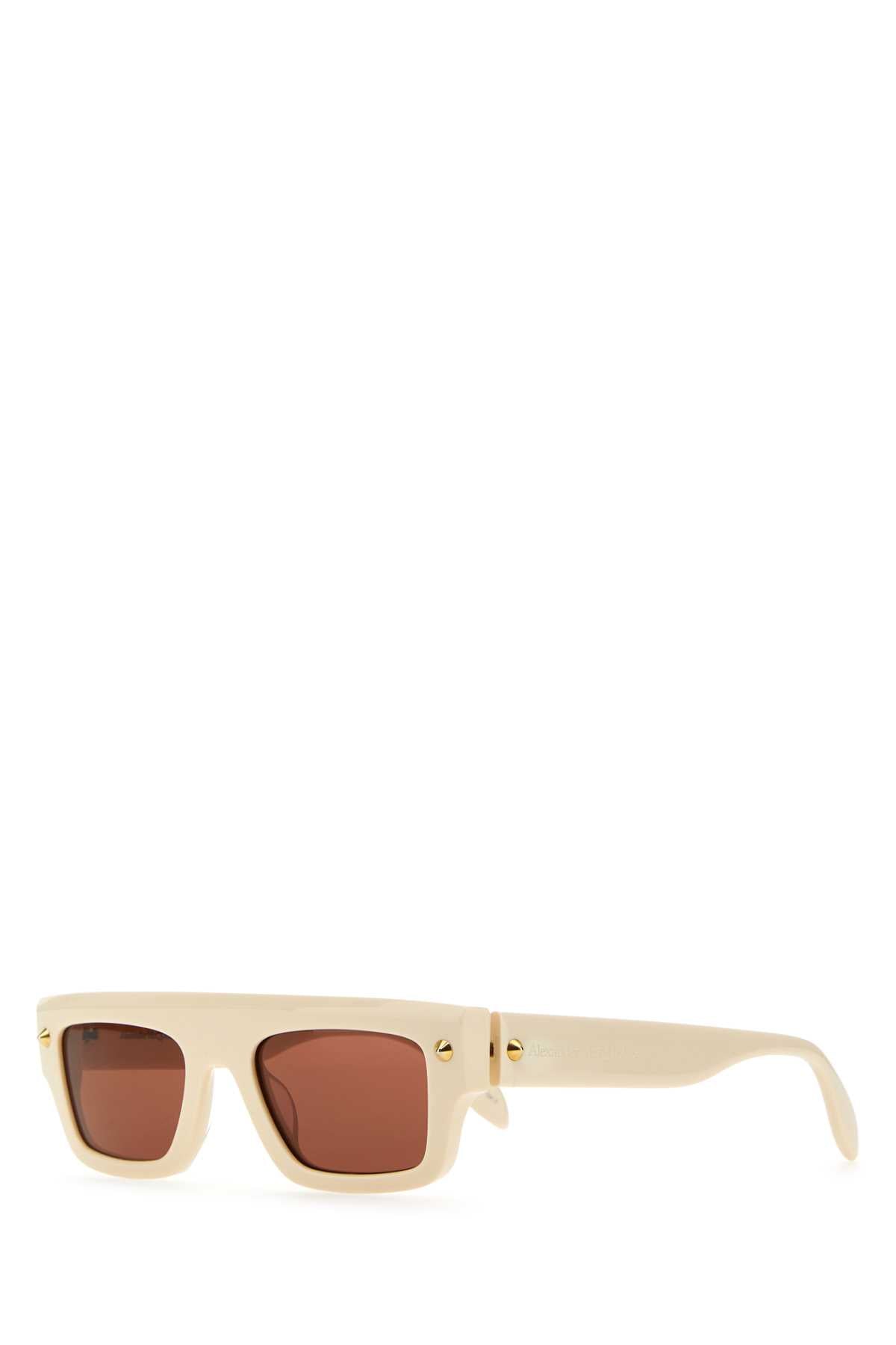 Alexander Mcqueen Women Ivory Acetate Sunglasses - JUSTLUXURY