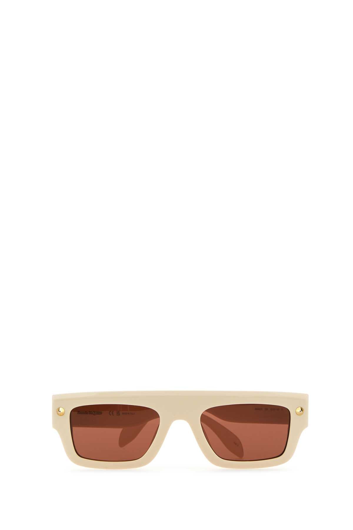 Alexander Mcqueen Women Ivory Acetate Sunglasses - JUSTLUXURY