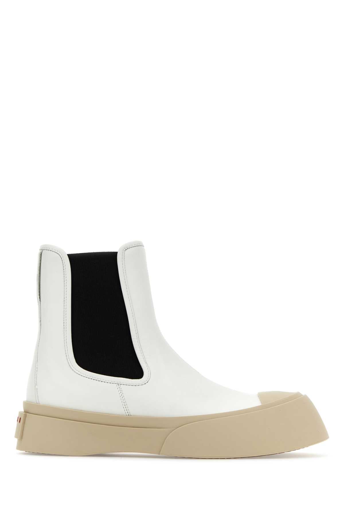 Marni Women White Nappa Leather Pablo Ankle Boots - JUSTLUXURY