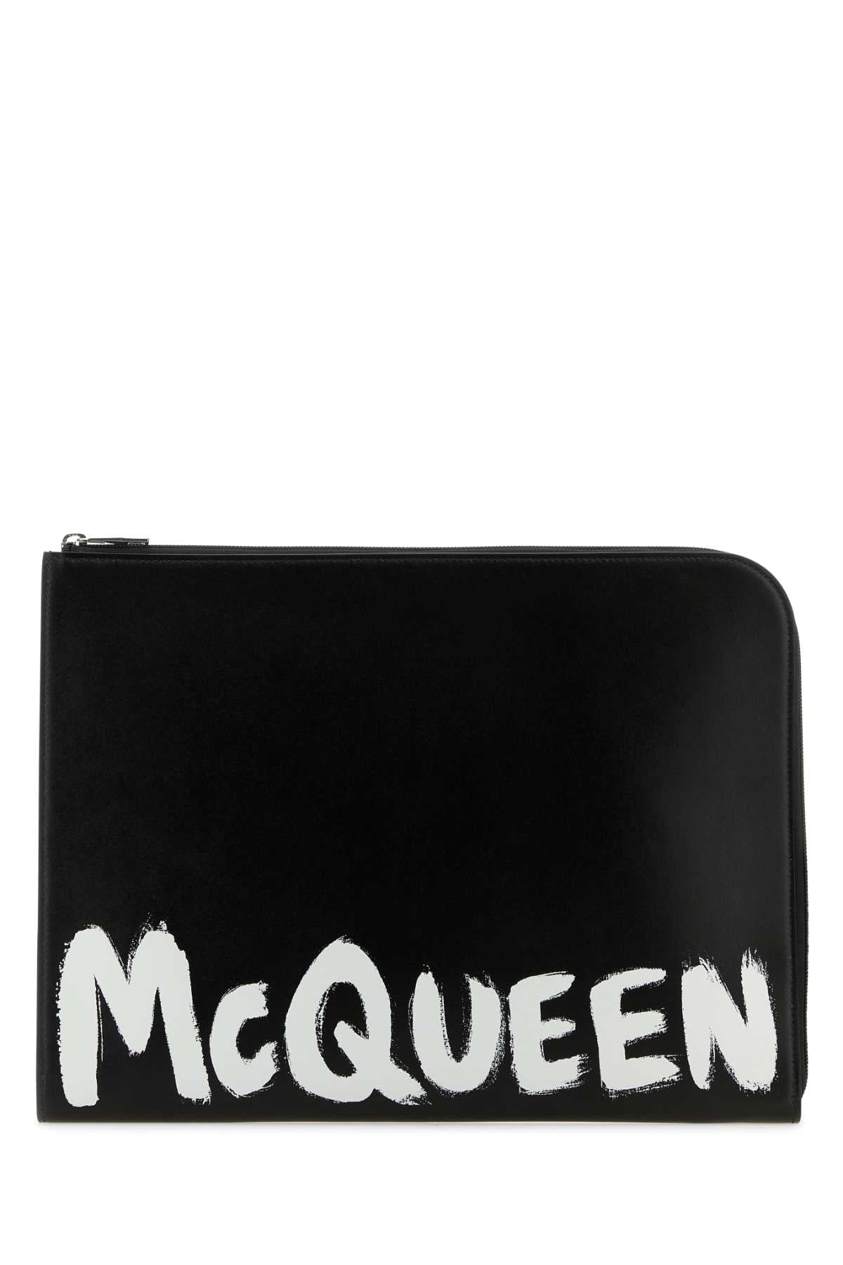 Alexander Mcqueen Men Black Leather Document Holder - JUSTLUXURY
