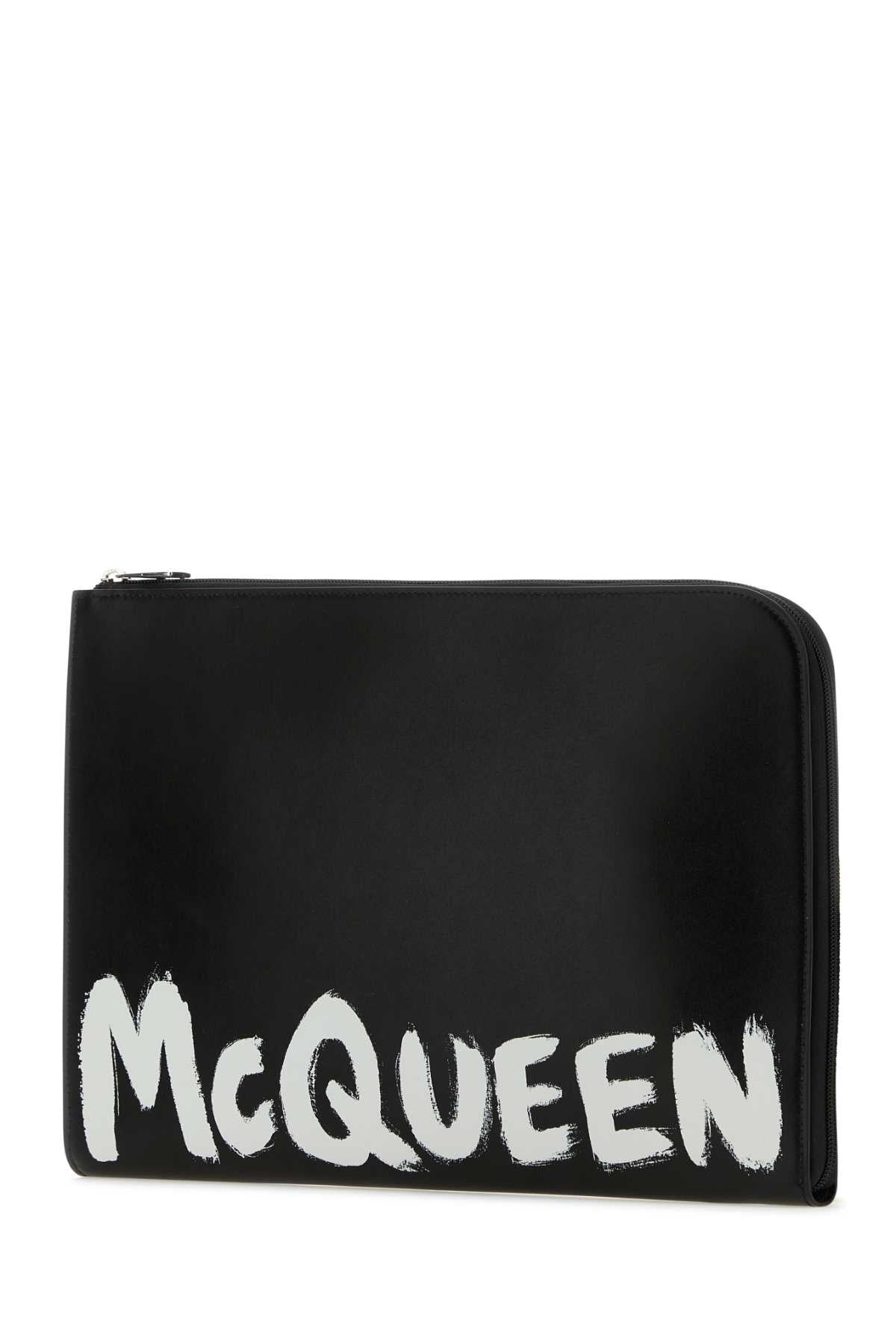 Alexander Mcqueen Men Black Leather Document Holder - JUSTLUXURY