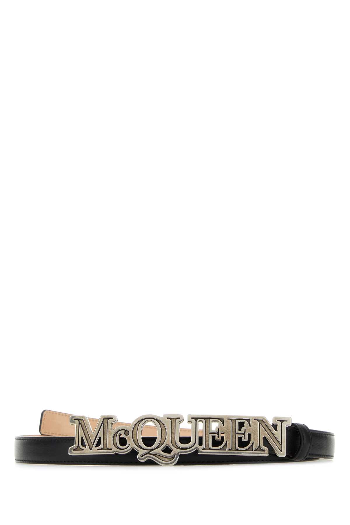 Alexander Mcqueen Men Black Leather Belt - JUSTLUXURY