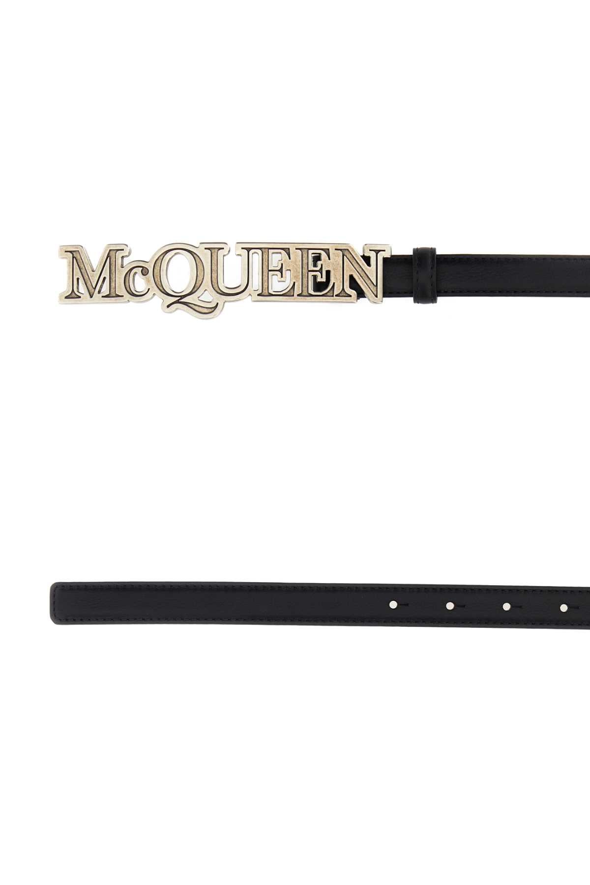 Alexander Mcqueen Men Black Leather Belt - JUSTLUXURY