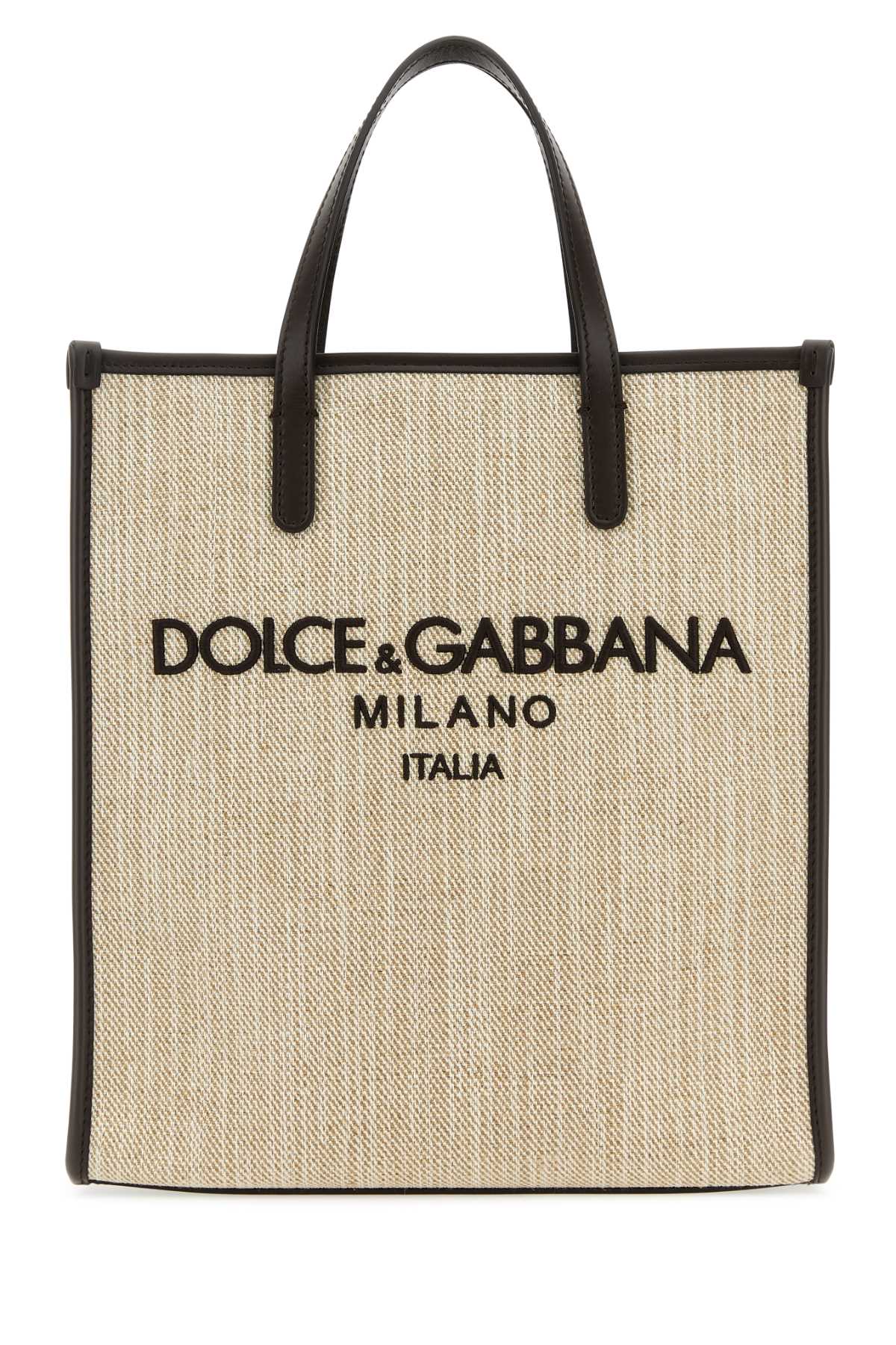 Dolce & Gabbana Men Sand Canvas Small Shopping Bag - JUSTLUXURY