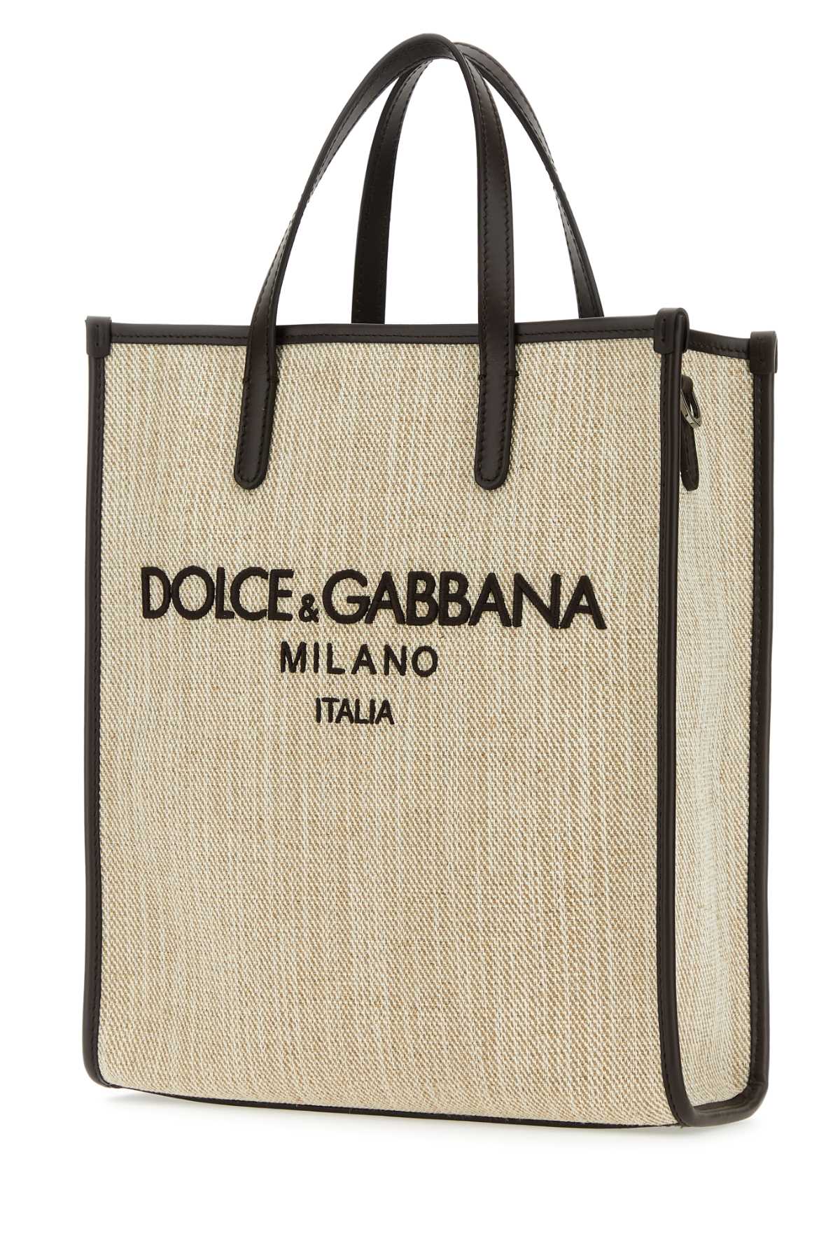 Dolce & Gabbana Men Sand Canvas Small Shopping Bag - JUSTLUXURY