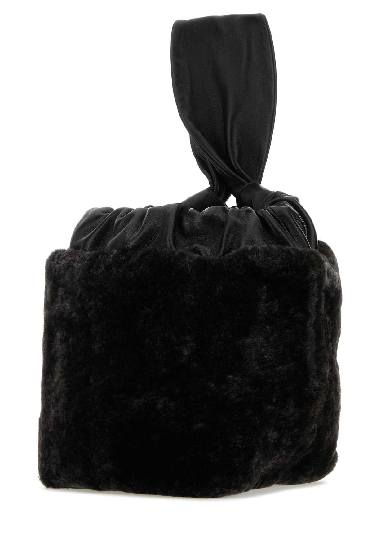 Jil Sander Women Black Shearling Clutch - JUSTLUXURY