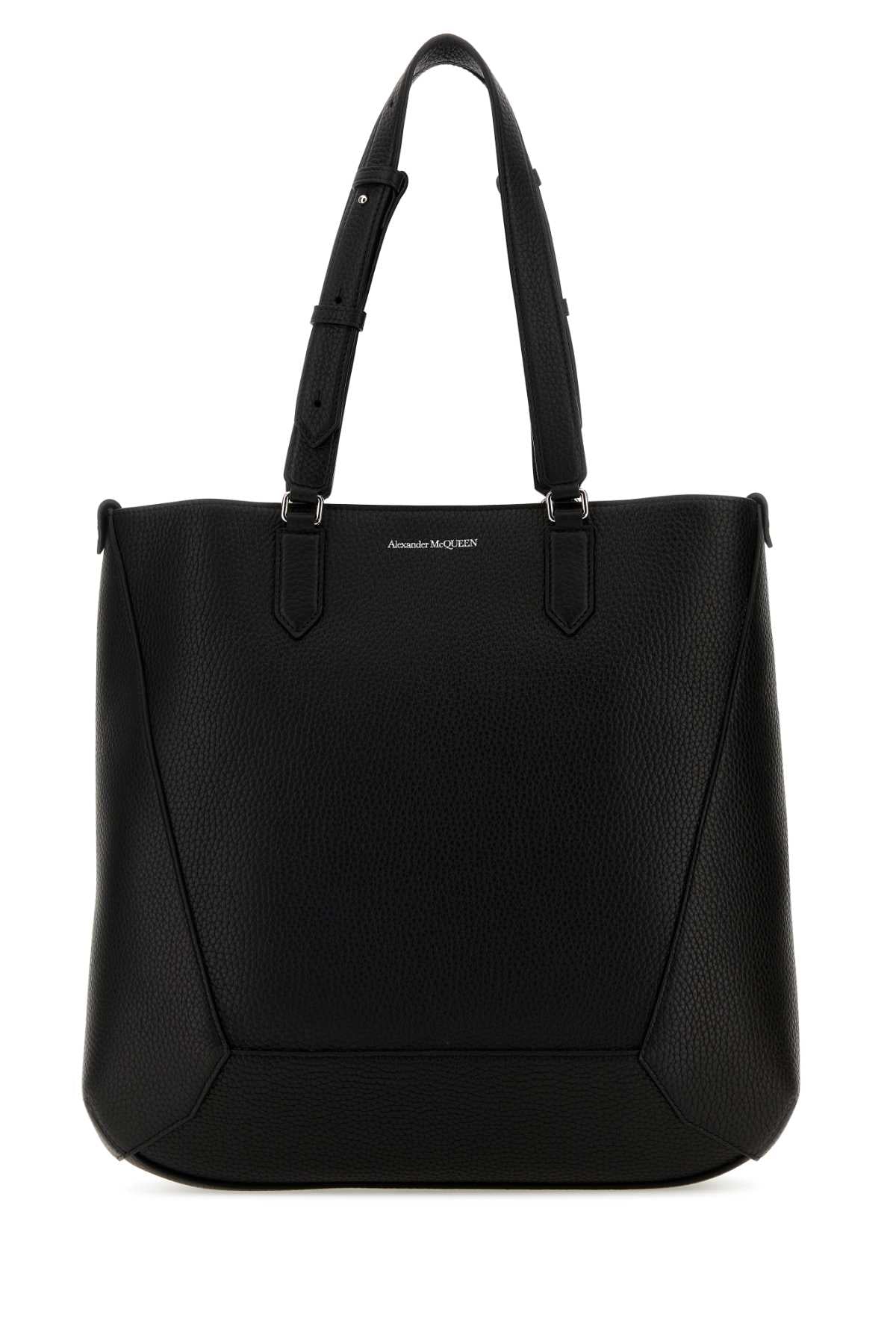 Alexander Mcqueen Men Black Leather Medium Edge Shopping Bag - JUSTLUXURY