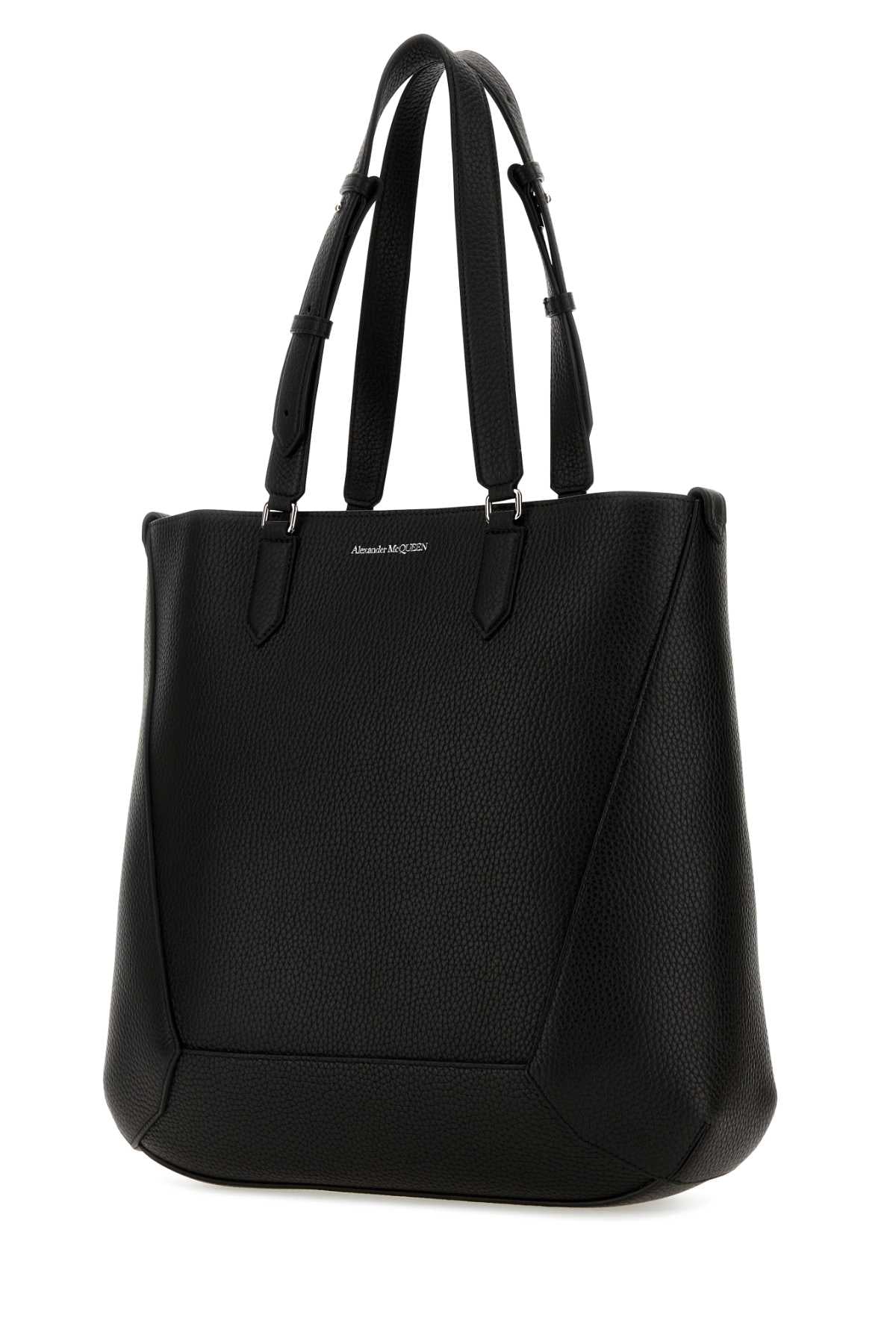 Alexander Mcqueen Men Black Leather Medium Edge Shopping Bag - JUSTLUXURY