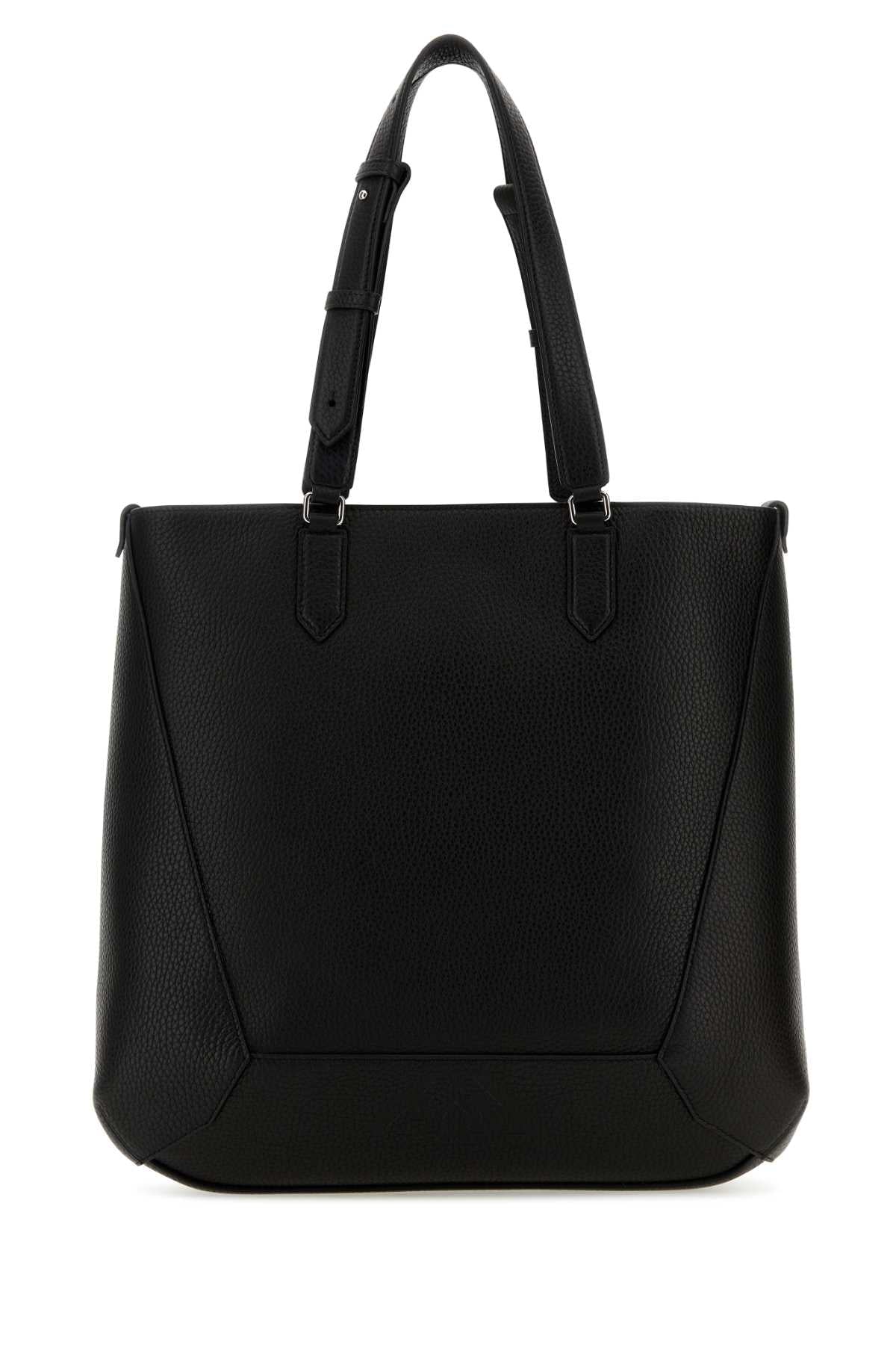 Alexander Mcqueen Men Black Leather Medium Edge Shopping Bag - JUSTLUXURY