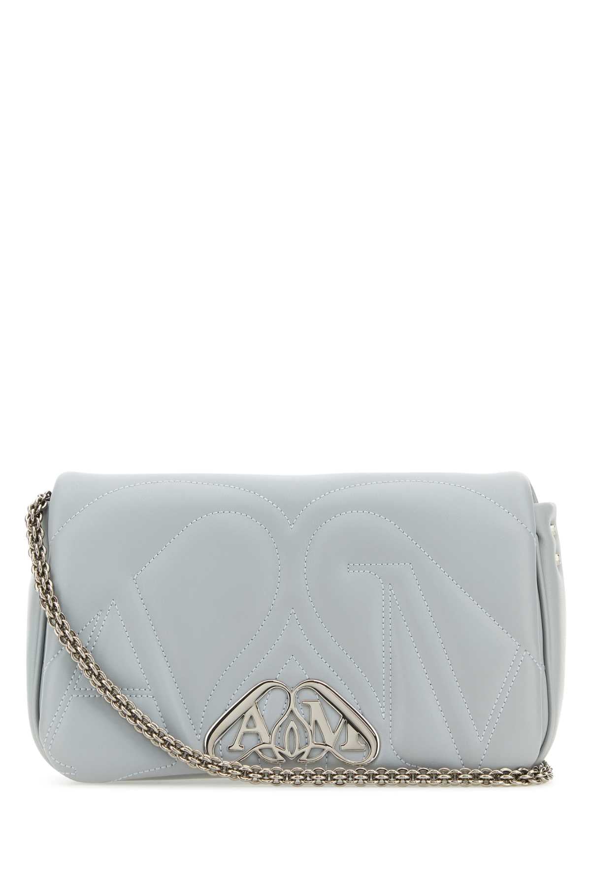 Alexander Mcqueen Women Powder Blue Leather Small Seal Shoulder Bag - JUSTLUXURY