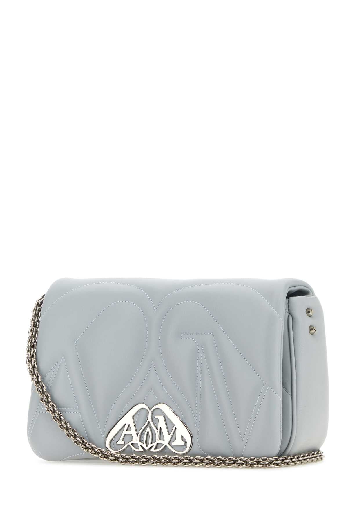 Alexander Mcqueen Women Powder Blue Leather Small Seal Shoulder Bag - JUSTLUXURY