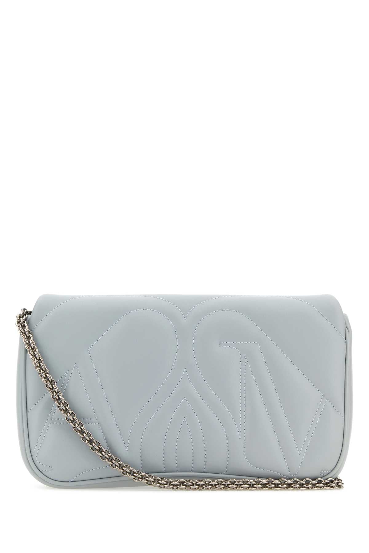 Alexander Mcqueen Women Powder Blue Leather Small Seal Shoulder Bag - JUSTLUXURY