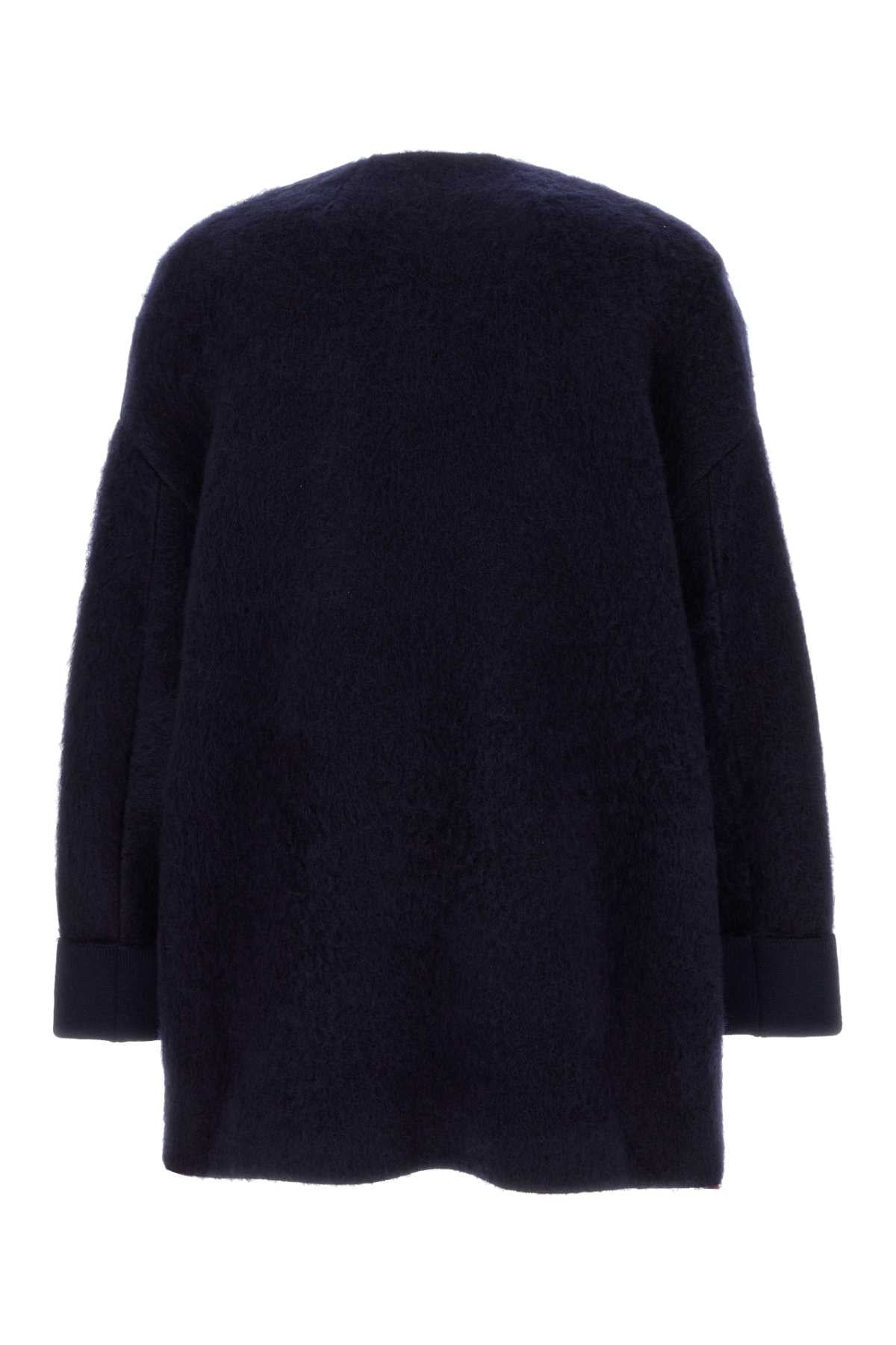 Bottega Veneta Men Navy Blue Stretch Wool Blend Cardigan - JUSTLUXURY