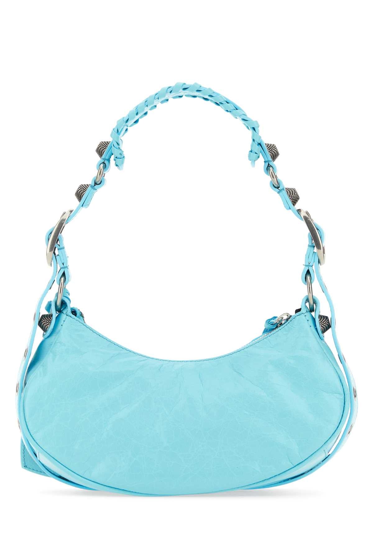 Balenciaga Women Light Blue Nappa Leather Le Cagole Xs Shoulder Bag