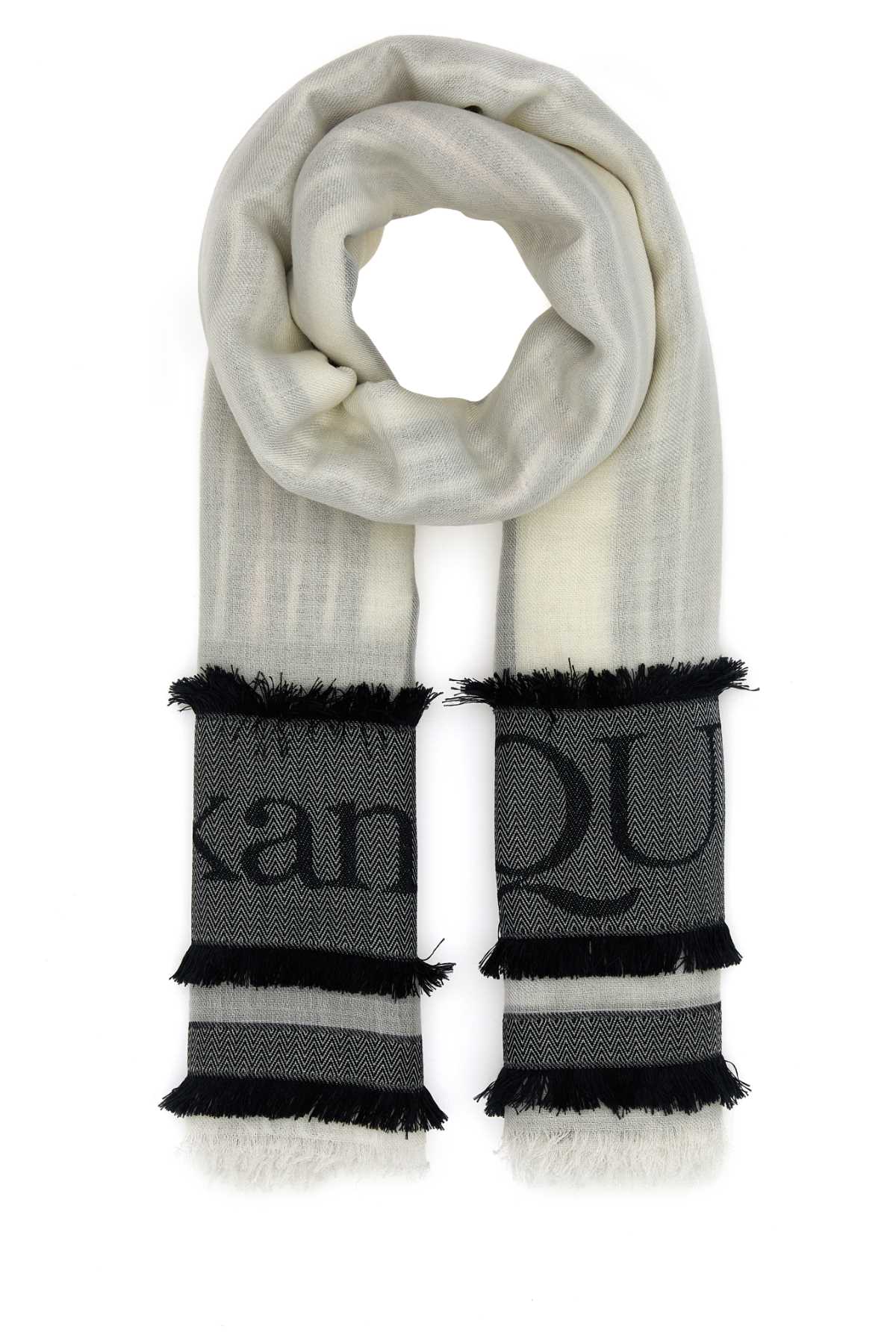 Alexander Mcqueen Women Ivory Wool Blend Foulard - JUSTLUXURY